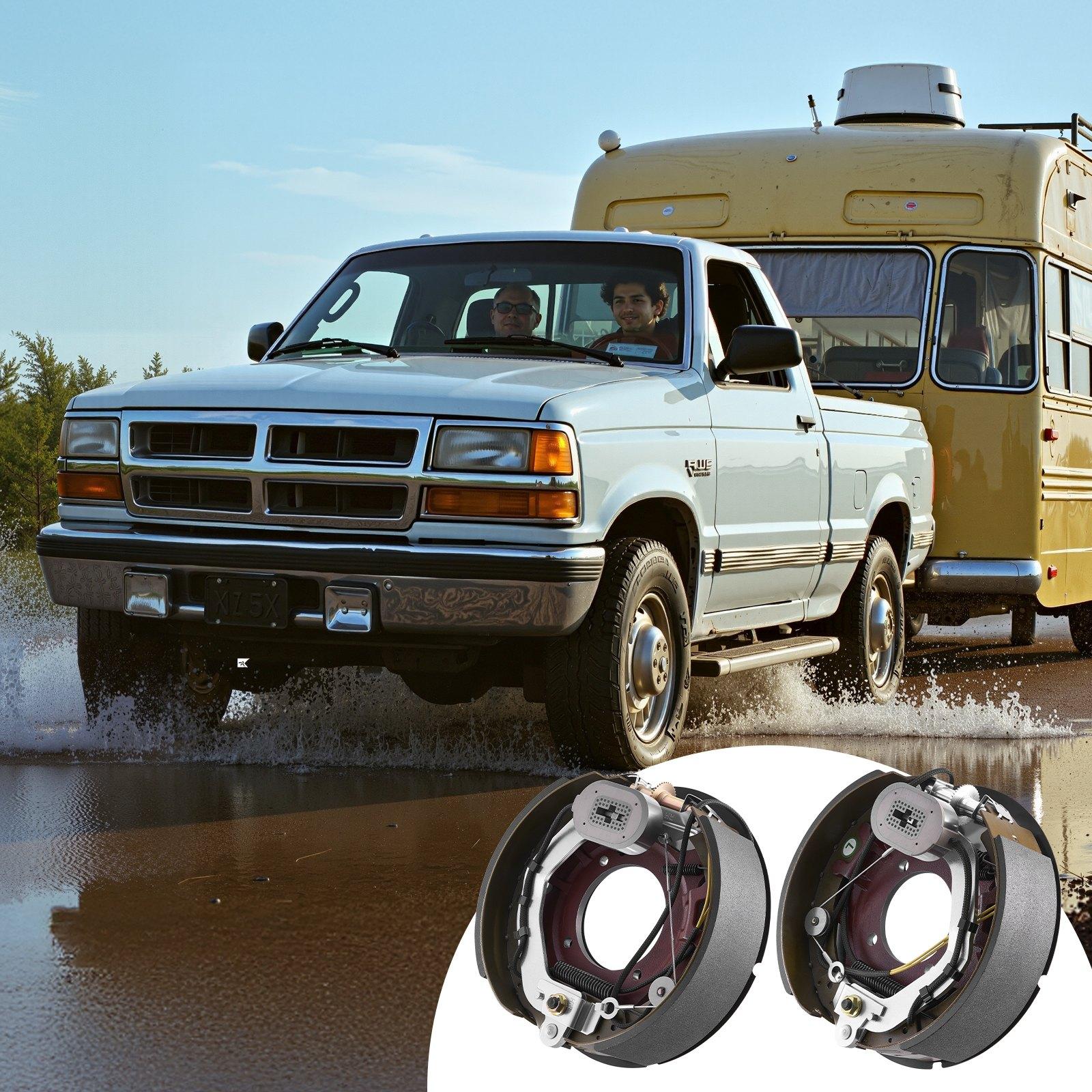 VEVOR Auto-Adjust Pre-Assembled SPHC Steel Electric Brake Pair Kit, 12.25x3.375in Backing Plates, 8000lbs Heavy Loads Axle Braking System Replacement Part for Trailers, RVs