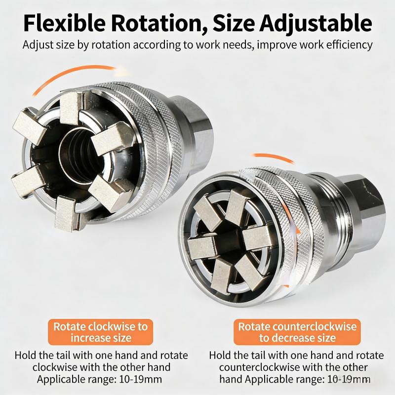 Multi-Functional Universal Socket Wrench Tool, Adjustable Universal Socket for 3/8 Inch Interface, Professional Repair Tool