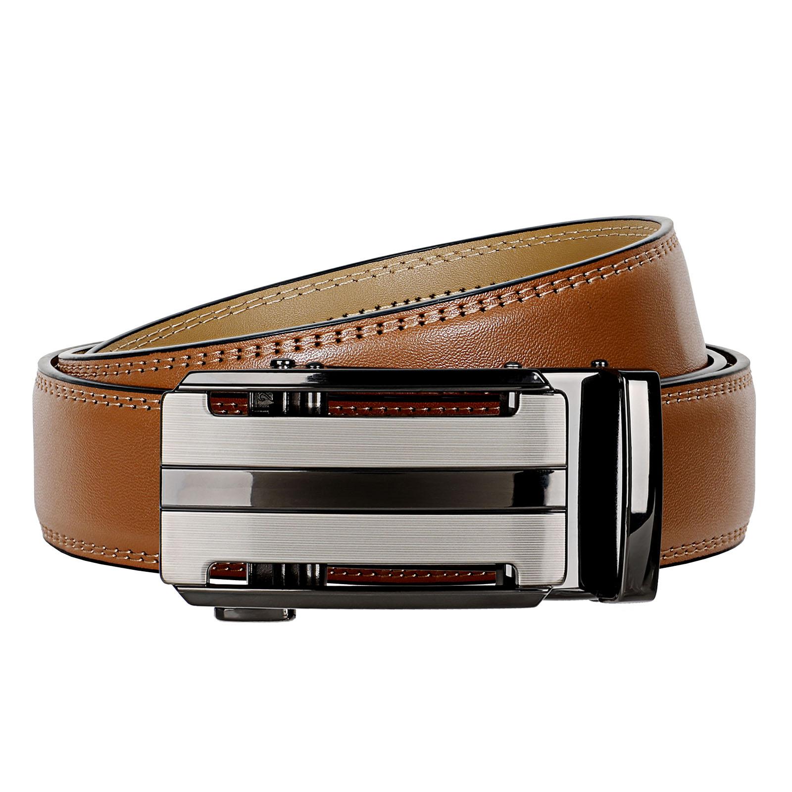 Father's Day Gift Ratchet Mens Belt Leather, Adjustable Quick Release Click Belts for Mens Jeans, Casual & Work