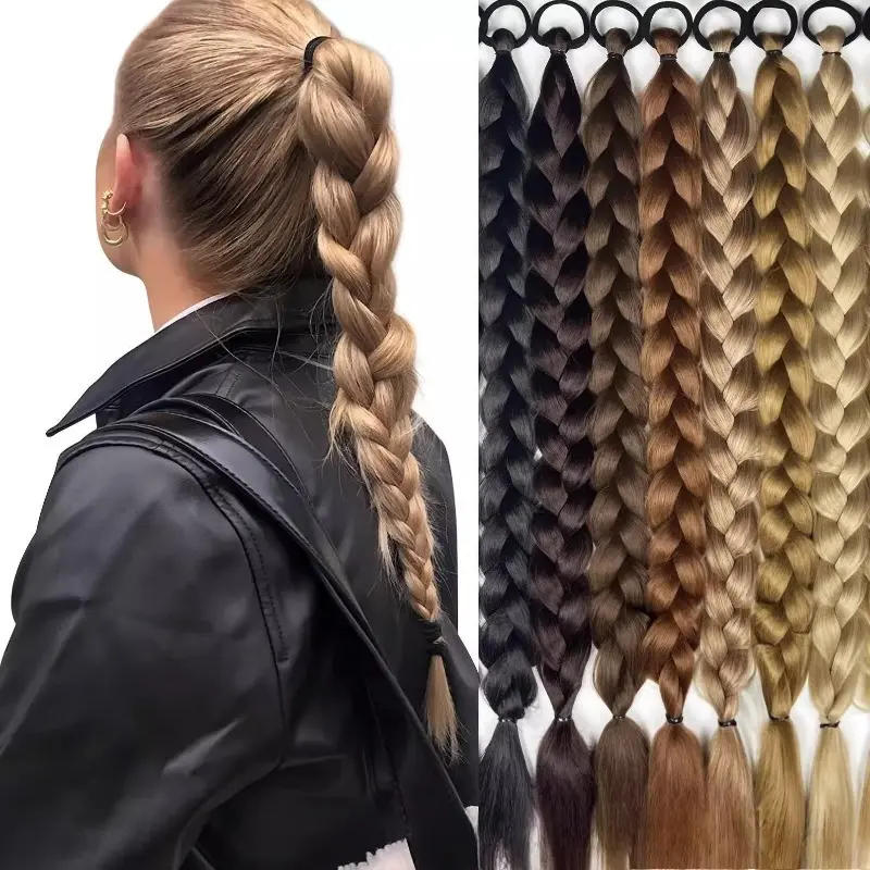 New Synthetic Long Braid Ponytail Hairpiece, Natural Looking High Ponytail Extension with Built-in Hair Tie for Women, Easy Wear Stylish Braided Hair Piece for Daily Commute, Party & Photography