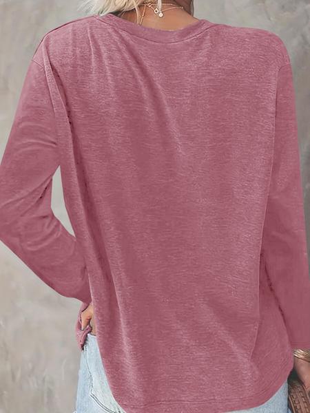 Women's Plain Drop Shoulder Long Sleeve Tee, Casual Basic Crew Neck T-Shirt for Fall & Winter, Women's Top for Daily Wear