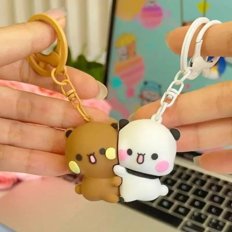 Kawaii Bubu and Yier Magnetic Hug Keychain Backpack Omaments Cartoon Panda Bubu and Dudu Magnetic Pendant Keychain Gift Toy