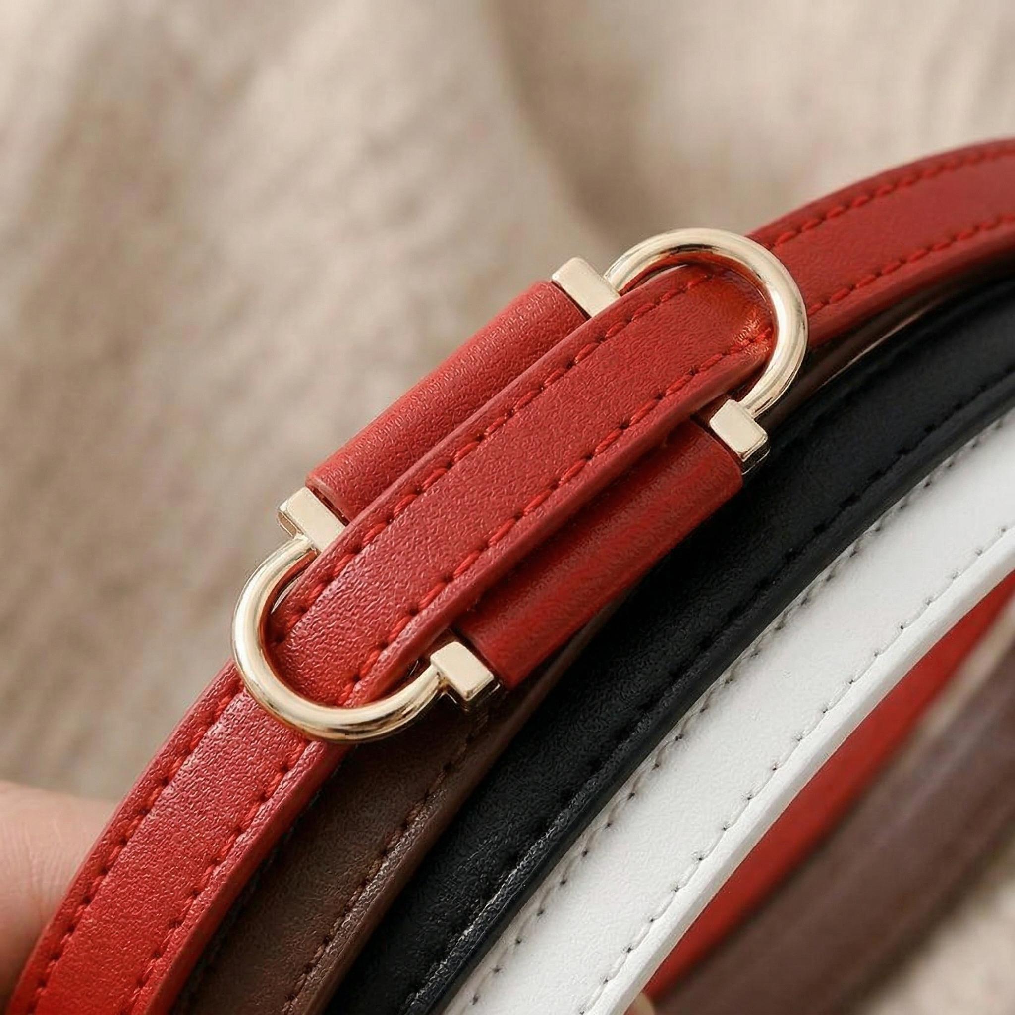 Adjustable Thin Belt with Dual Buckles, Soft Style Waist Cinch Strap, Multi-Color Options, Dress & Sweater Accent Belt