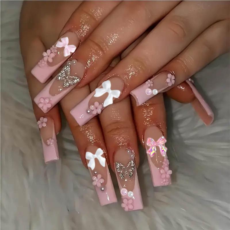 1Box 3D Classic Bowknots Resin Nail Charms Sold Color Ribbon Bow Light Luxury Hollowed Butterfly Alloy Nail Art Decorations DIY Manicure Supplies Nail Art Design