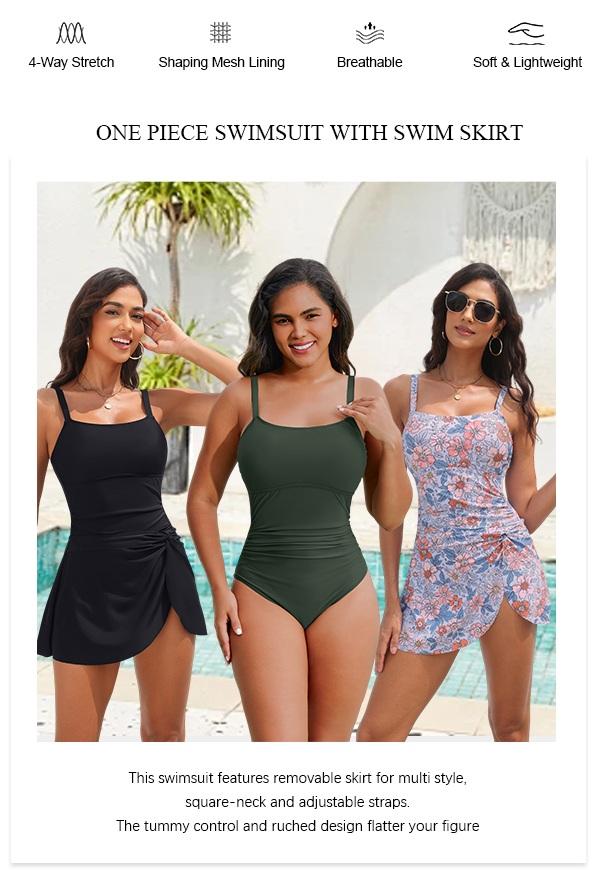 Blooming Jelly Push Up Swim Dress Womens One Piece Tummy Control Swimsuits Full Coverage Bathing Suit  2026