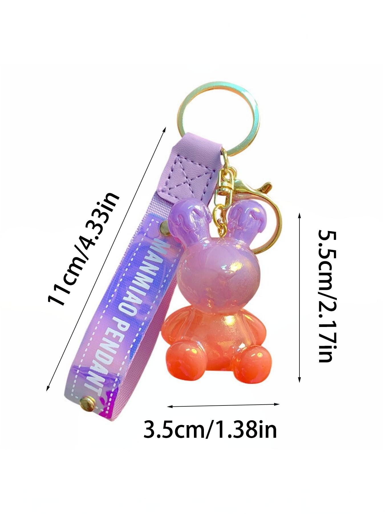 Creative Gradient Bunny Keychain, Cartoon Couple Car Bag Accessory, Rabbit Key Ring Small Gift, Holiday Gift for Friends and Besties