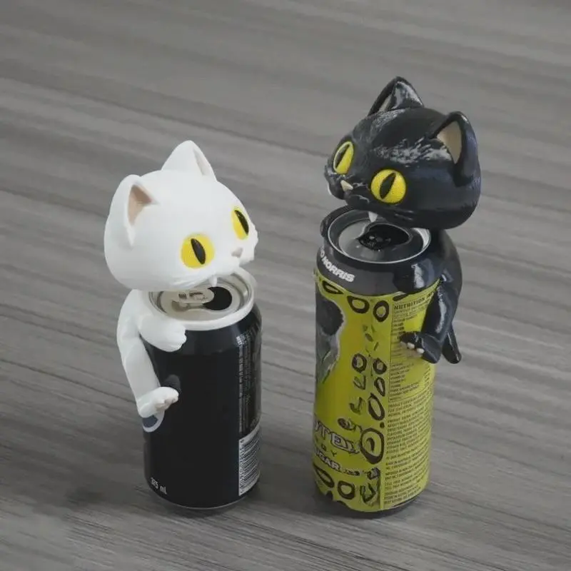 Cute Cat Can Cover, Creative Beverage Can Lid Dust Proof Can Protector Decorative Ornament for Soda Beer Drink Cans