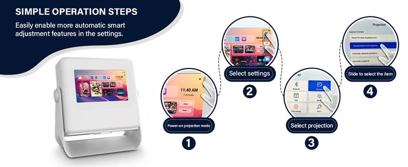 Aepuosem A10pro Touch Screen Projector 7-inch 1080P Native 4K Auto Focus Dolby Sound Wi-Fi 6 Bluetooth 180° Rotation for Games Movies Gifts Audio Connection Lcd