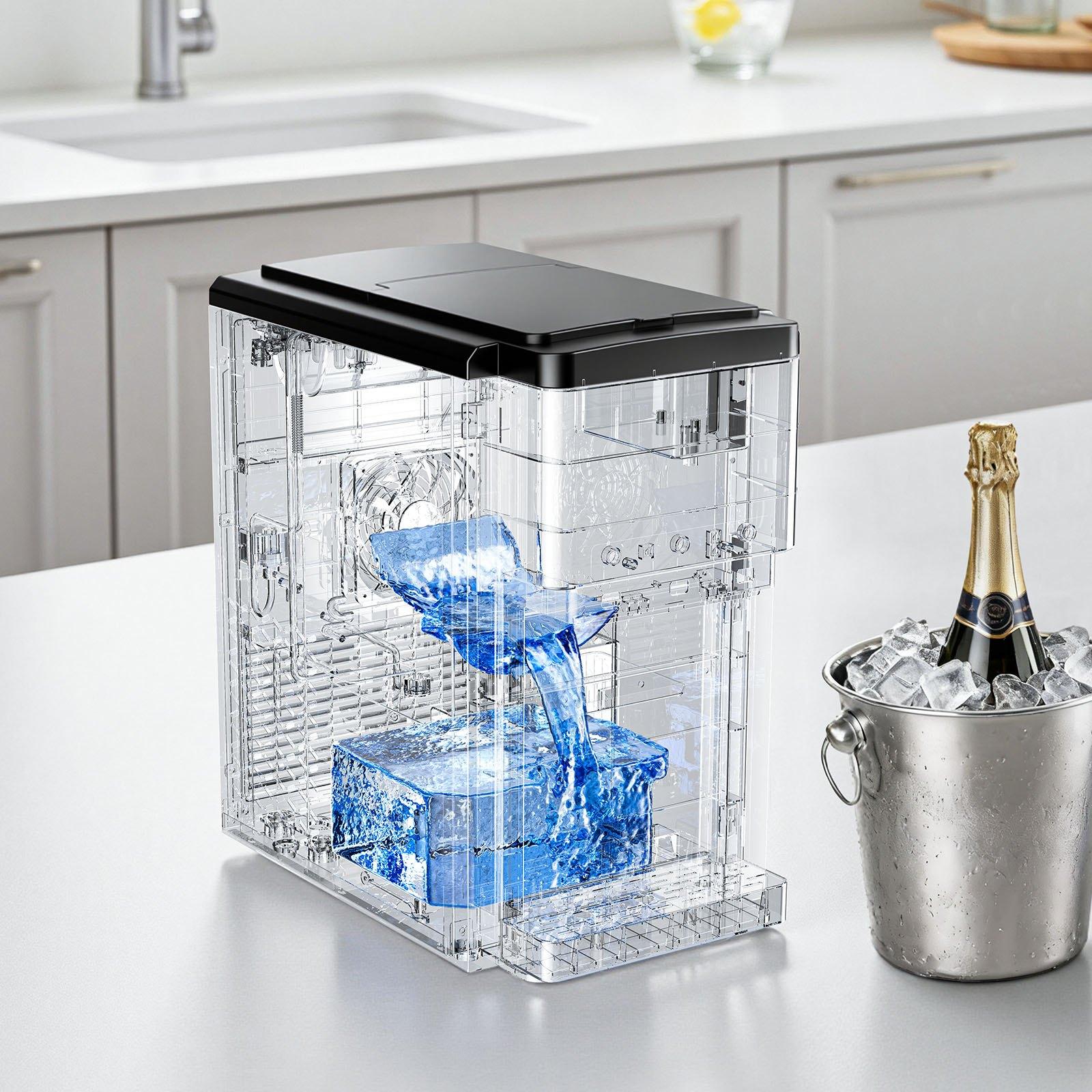 VEVOR Water Dispenser with Ice Maker, 3-in-1 Countertop Water Dispenser, 35 LBS/24H, 12 Cubes/7 Min Fast Ice Making with 4 LBS Storage, Bullet/Crushed Ices Cold-Water, for Home, Kitchen, Party