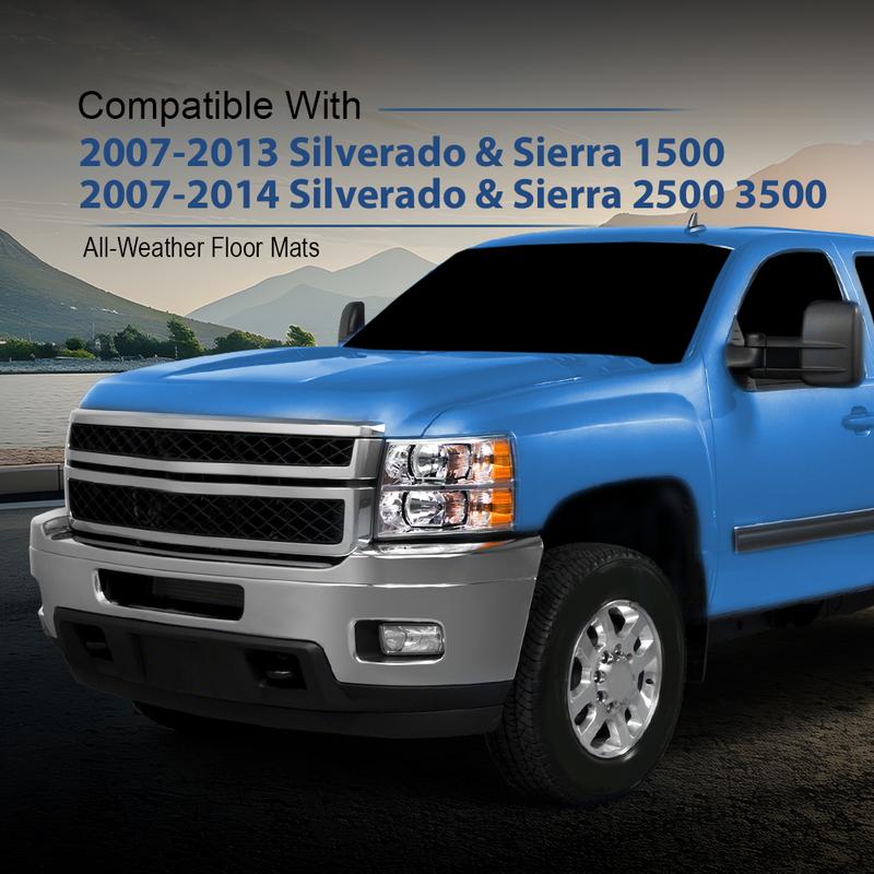 TPE Car Floor Mats Rubber Liners Fit for 07-13 Chevrolet Silverado/gmc Sierra 1500,All Weather Floor Mats Rubber Liners,Waterproof Anti-slip Durable Floor Mats Upgraded Version Truck