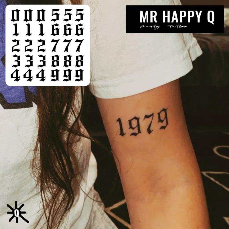 Temporary Tattoo Sticker Waterproof Arabic Numbers Lucky Number Pattern Gothic Style Unisex Hand Finger Tattoos Fashion Art Font High Quality Printing