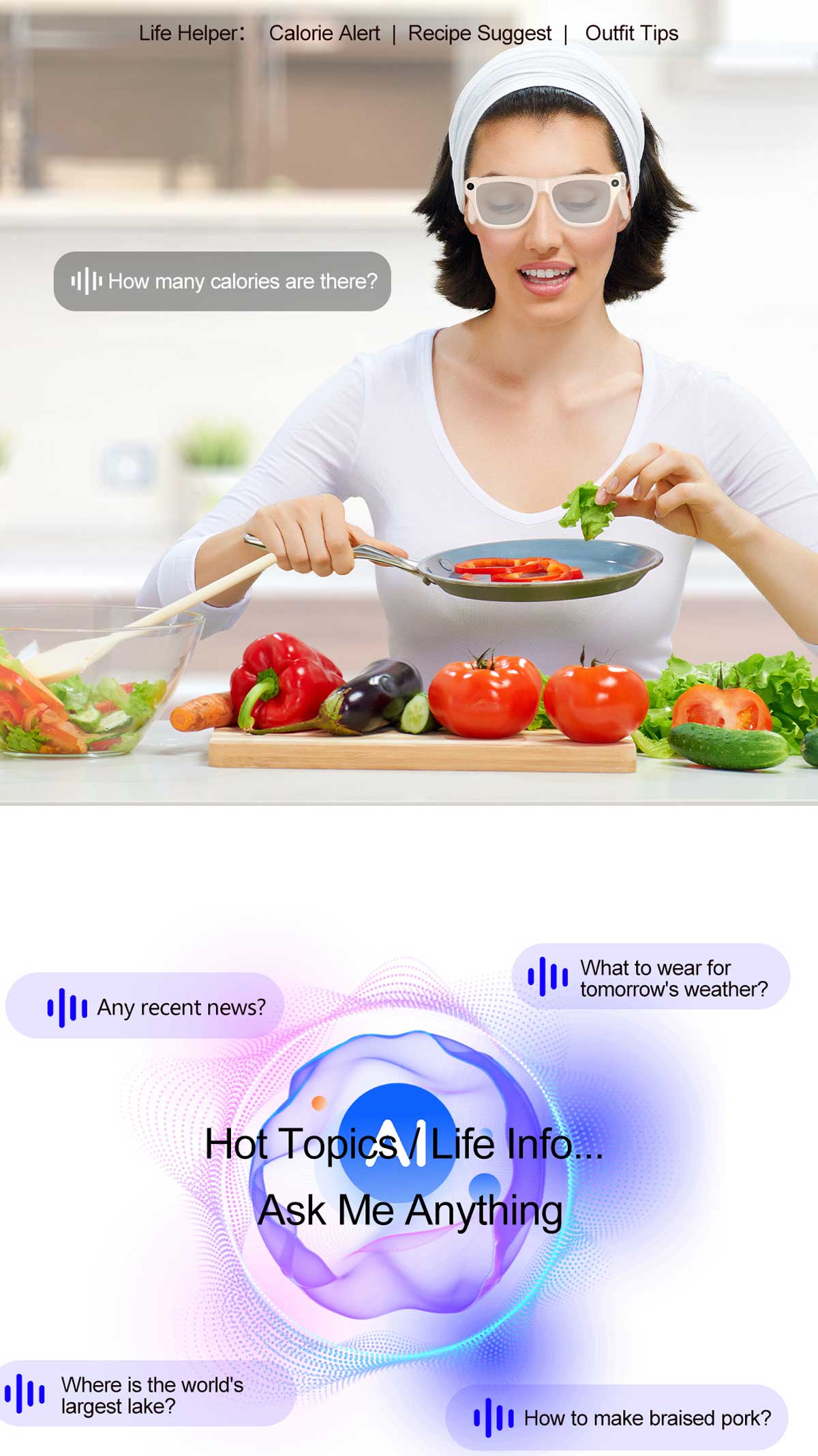 xk one pro AI wireless photo-taking glasses, equipped with an 800W camera for taking photos, AI object recognition, making and receiving calls, body-worn detection, AI translation, voice activation. Note: This product cannot record videos.