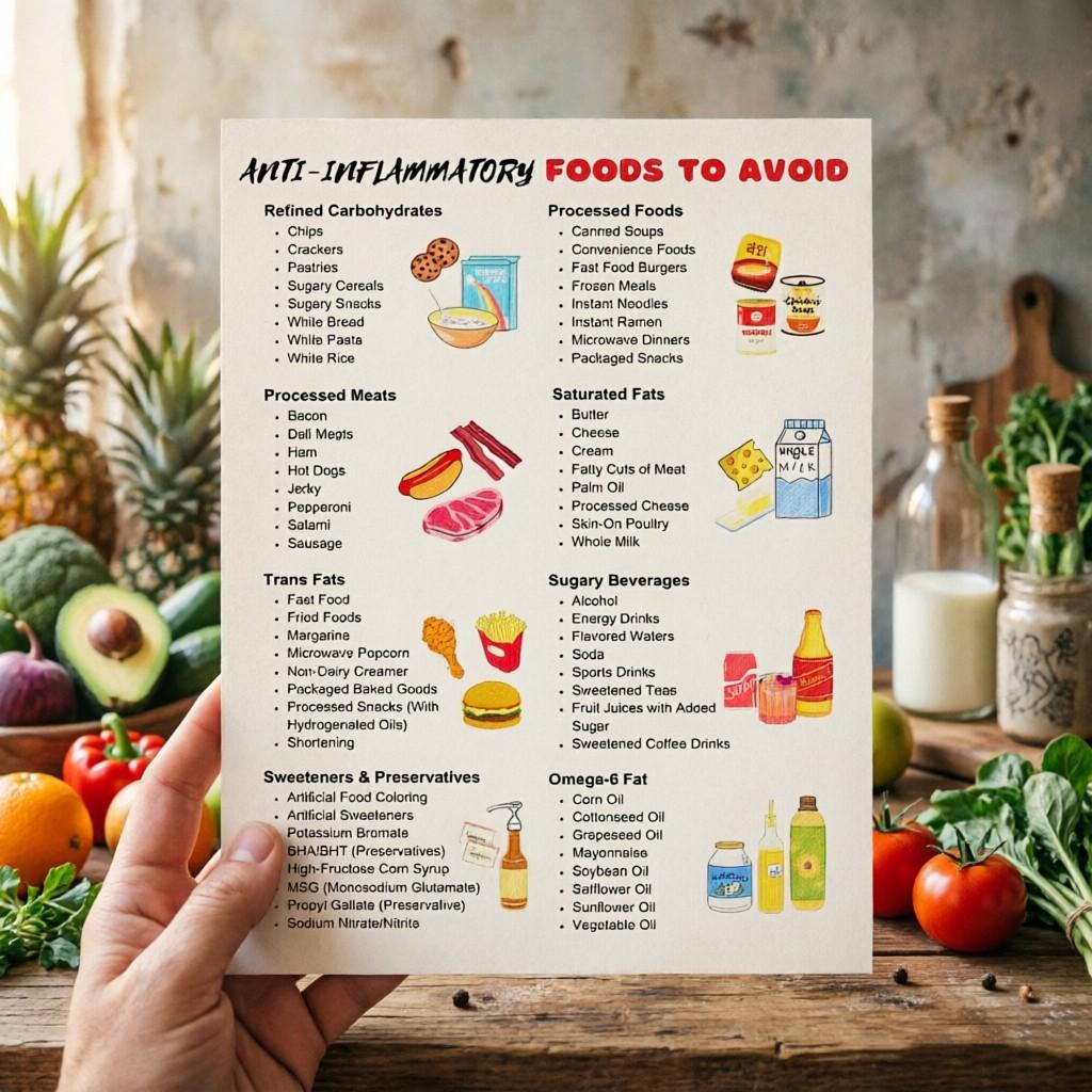Anti-Inflammatory Diet Poster Set, Food Guide for Fitness & Chronic Disease Management, Kitchen Decor, Health Nutrition Chart