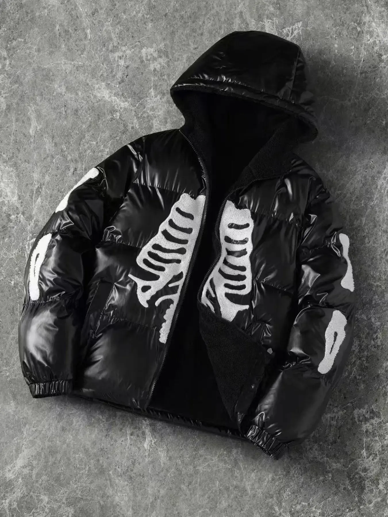 New Winter Street Style Quilted Lightweight Jacket, Long Sleeve Slim-Fit Embroidered Hoodie, Unisex Oversized Warm Outerwear