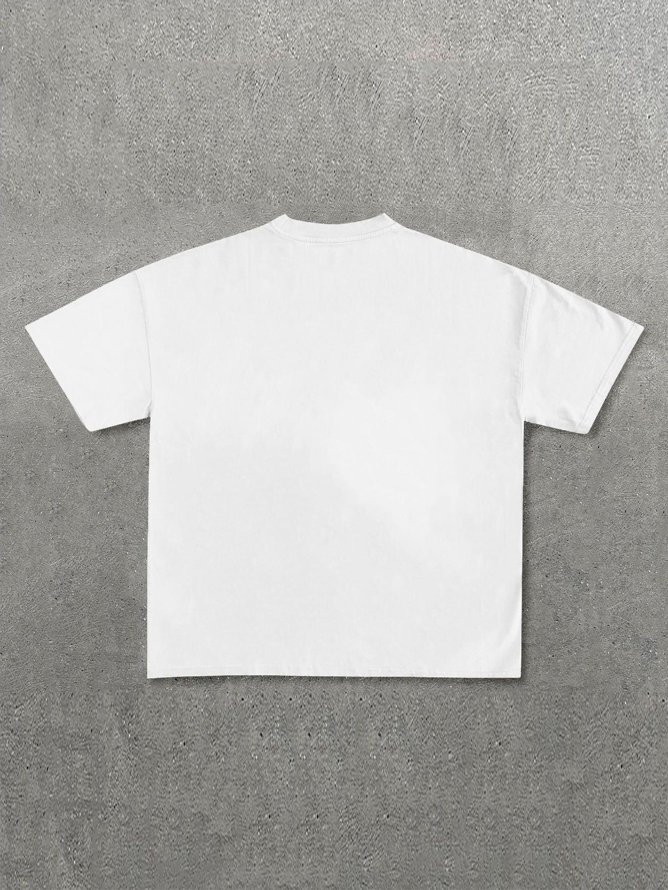 Men's Casual Patterned Short Sleeve T-Shirt, Streetwear Style, Drop Shoulder Design, Lightweight Fabric, Ideal for Daily Wear and Layering