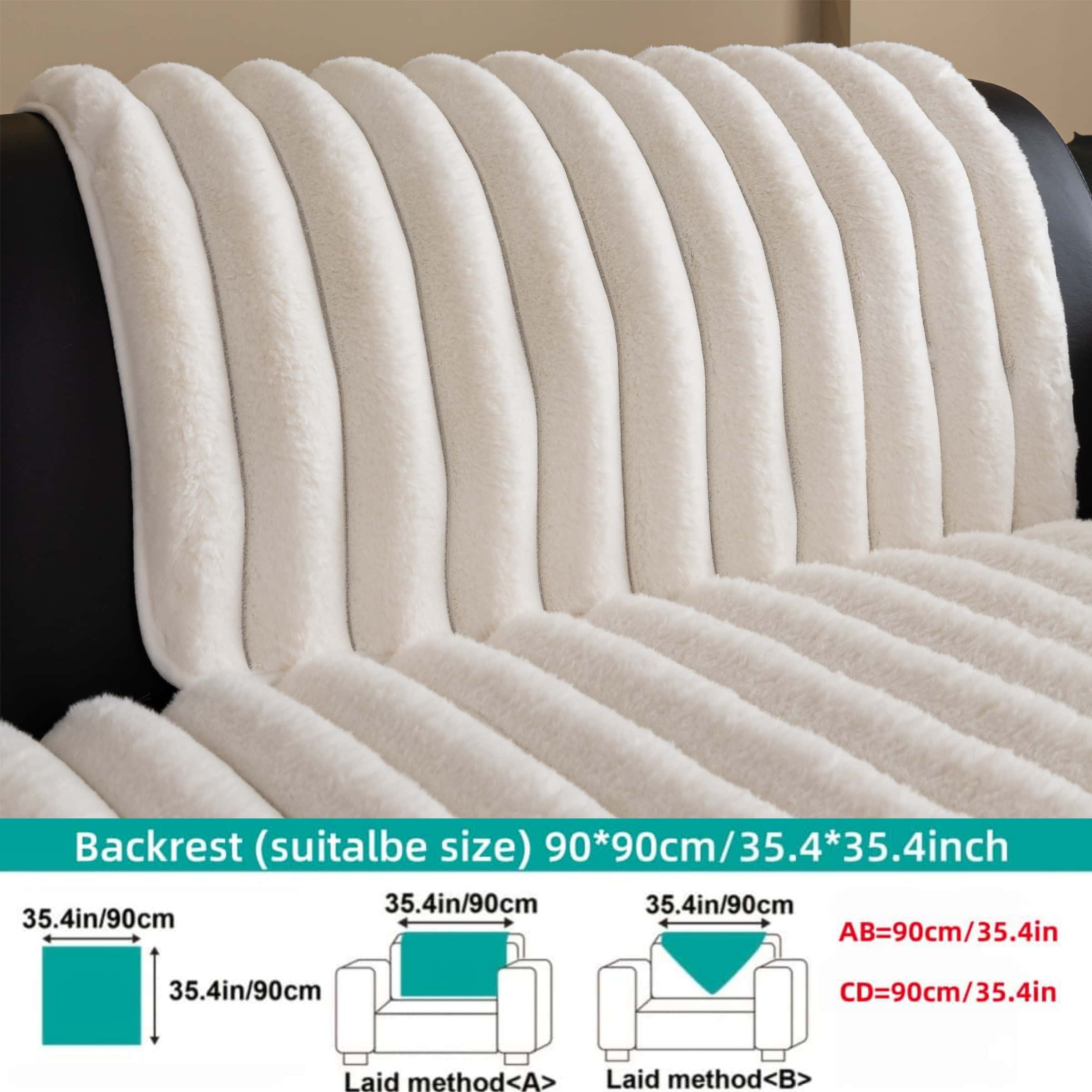 Solid-colour plush sofa couch, Pet-Friendly Extra Thick Sofa pad, Soft Fluffy Fur Couch Protector, Non-Slip Washable couch cover, Sofa Couch Covers, Anti-Scratch Furniture Throw Blanket for Living Room, 3-Seater, Multi-Color Available, Couch Slipcover