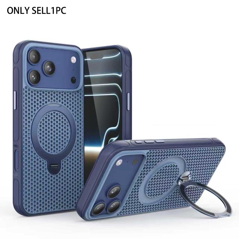 High quality breathable ice like honey shaped heat dissipation 360 degree rotating metal bracket magnetic suction shock-absorbing phone suitable for iPhone 17 16 15 14 13 12 11 Pro Max Plus Air independent metal buttons compatible with MagSafe wireless ch