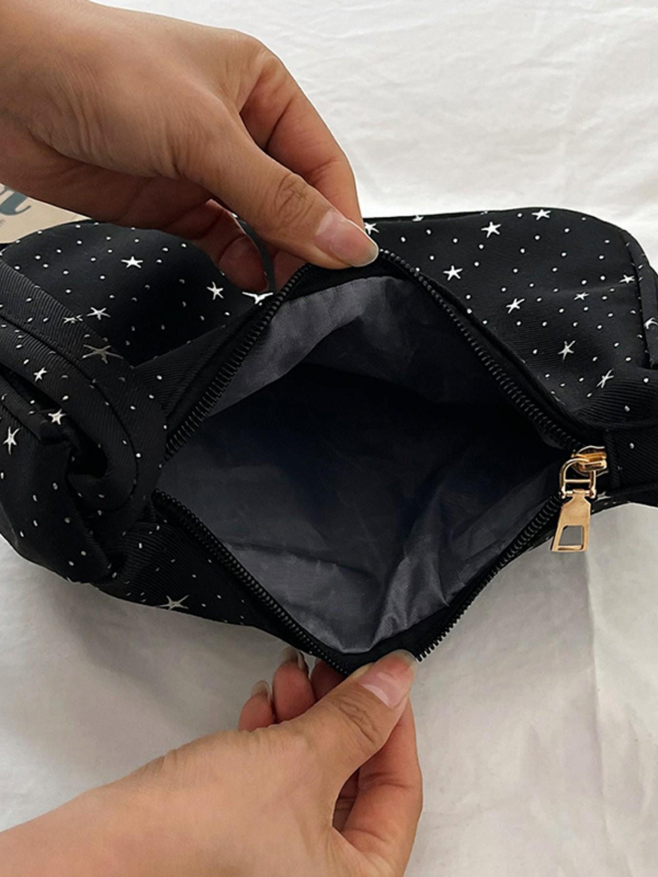 Single Shoulder Bag with Star Pattern Decoration, Simple Casual Style, Versatile and Fashionable, Pure Color Design, Perfect for Daily Use