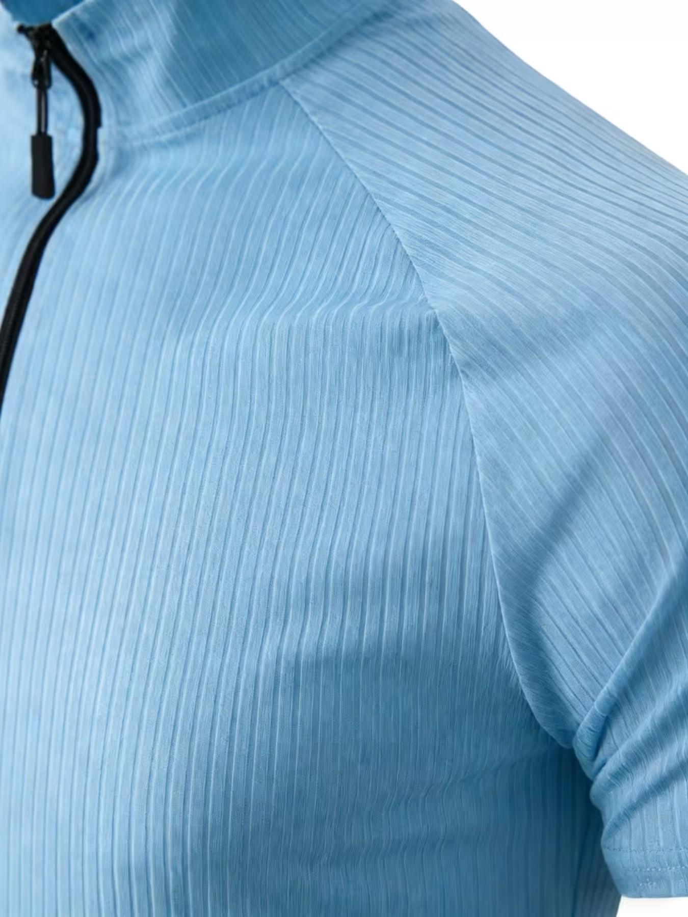 Men's Milano Stand Collar Polo Shirt, Elastic Ribbed Slim Fit Muscle Show, Casual Sportswear, All Seasons, Loose-Fitting, Zipper Design