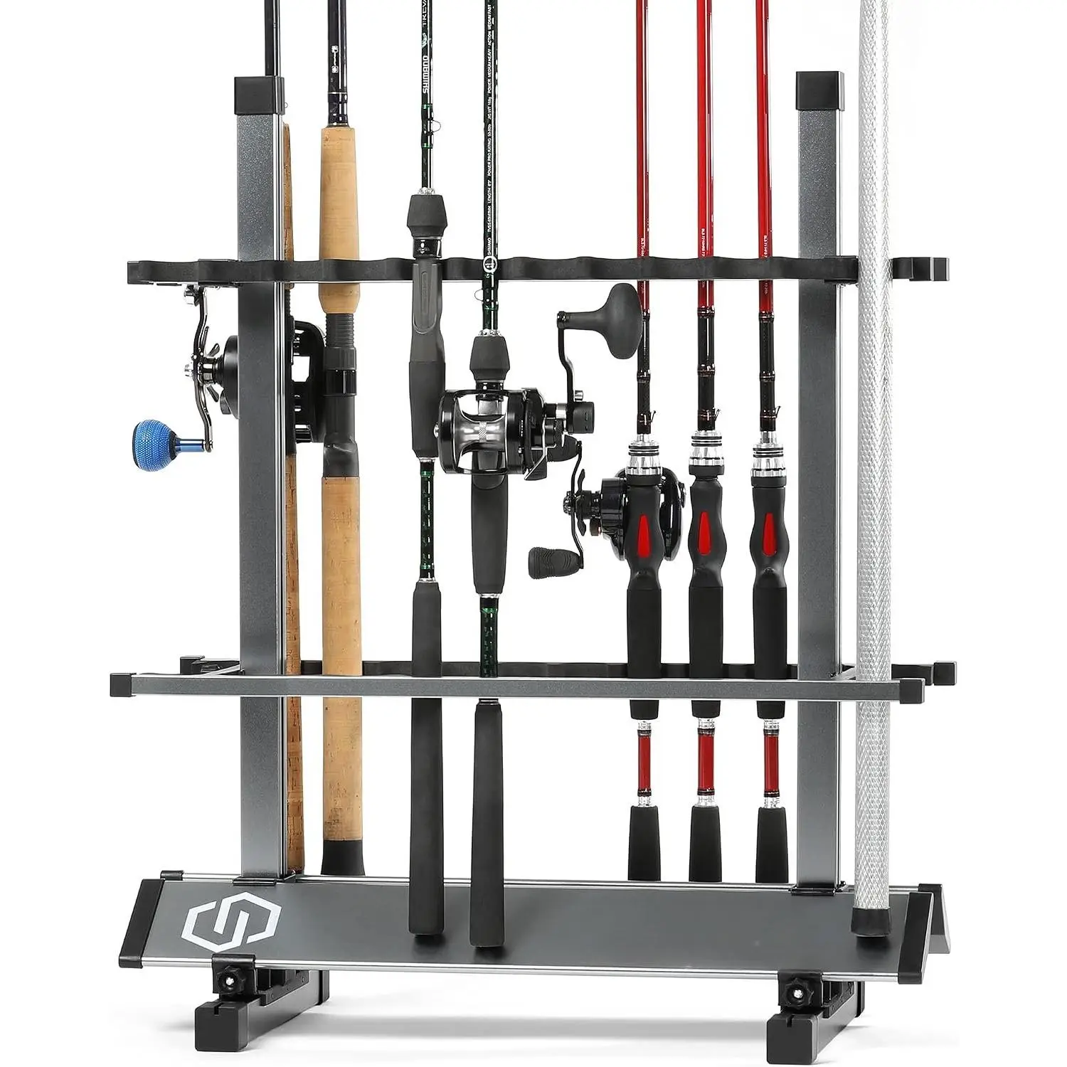 Fishing Rod Rack Holder Organizer, 24-48 Slots to Hold  Salt Water Spinning Rods & Reel Combo, Lightweight  Vertical Fish Pole Garage Storage Ground Display Stand