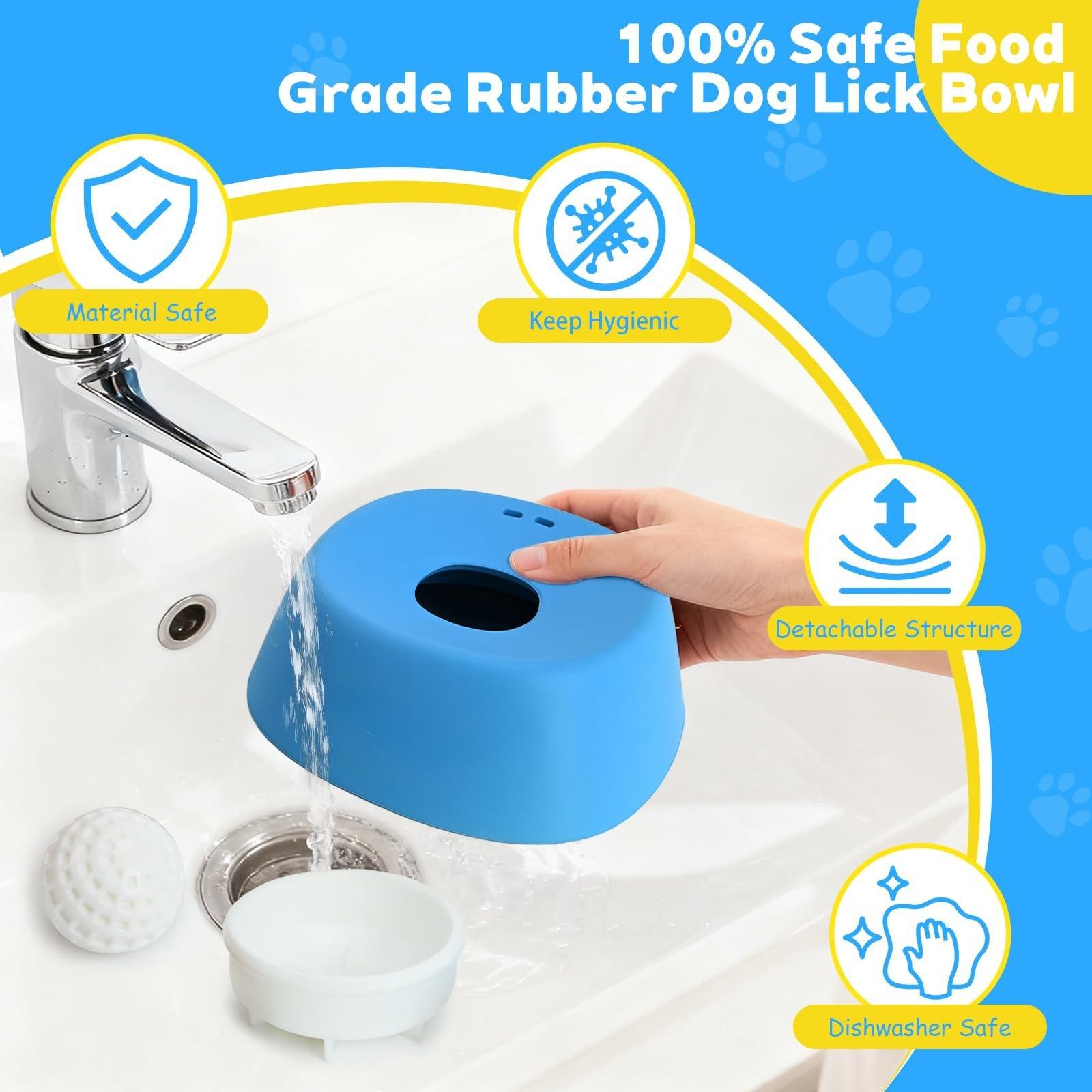 Anti-Gulping Dog Slow Feeder Bowl - Lick Mat Alternative with Movable Ball, Durable TPR Pet Treat Dispenser for Stress Relief, Easy to Clean Dishwasher Safe Dog Feeding Toy