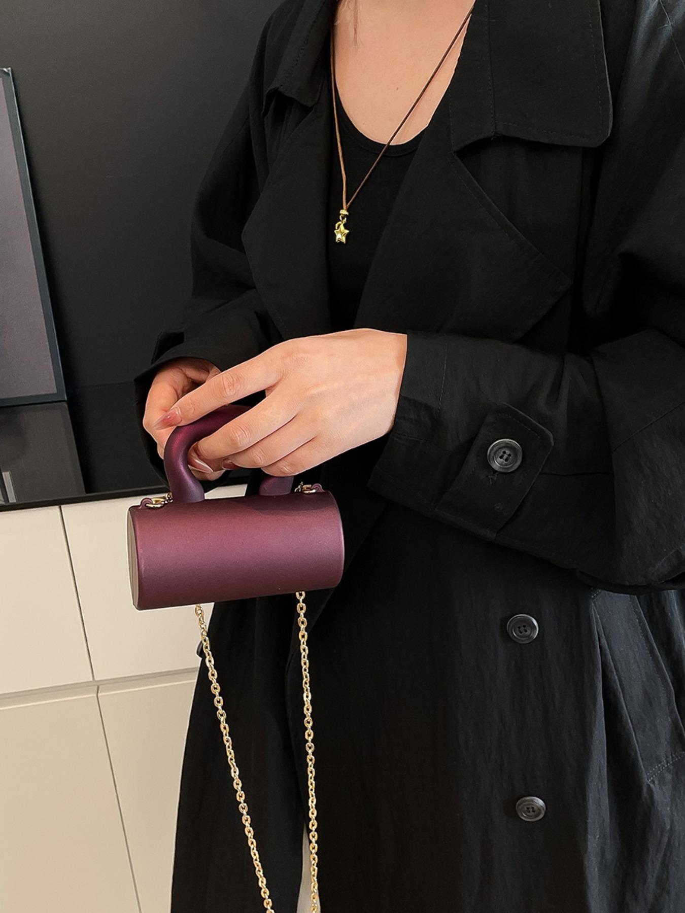 Acrylic Plain Magnetic Closure Mini Evening Bag, Fashion Chain Handbag Crossbody Clutch for Women, Perfect for Parties and Dates