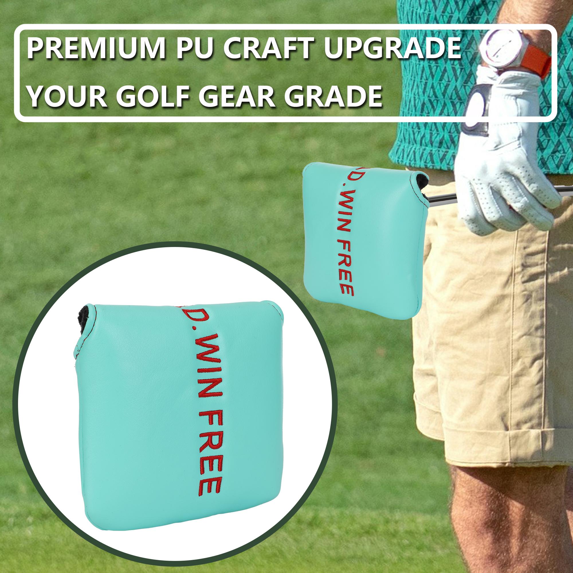 Golf Putter Cover,Durable PU material with simple lettering embroidery,Magnetic closure,Designed for Mallet putters,Golf Accessories, Golf Club Protection Covers, 5 Colors Available