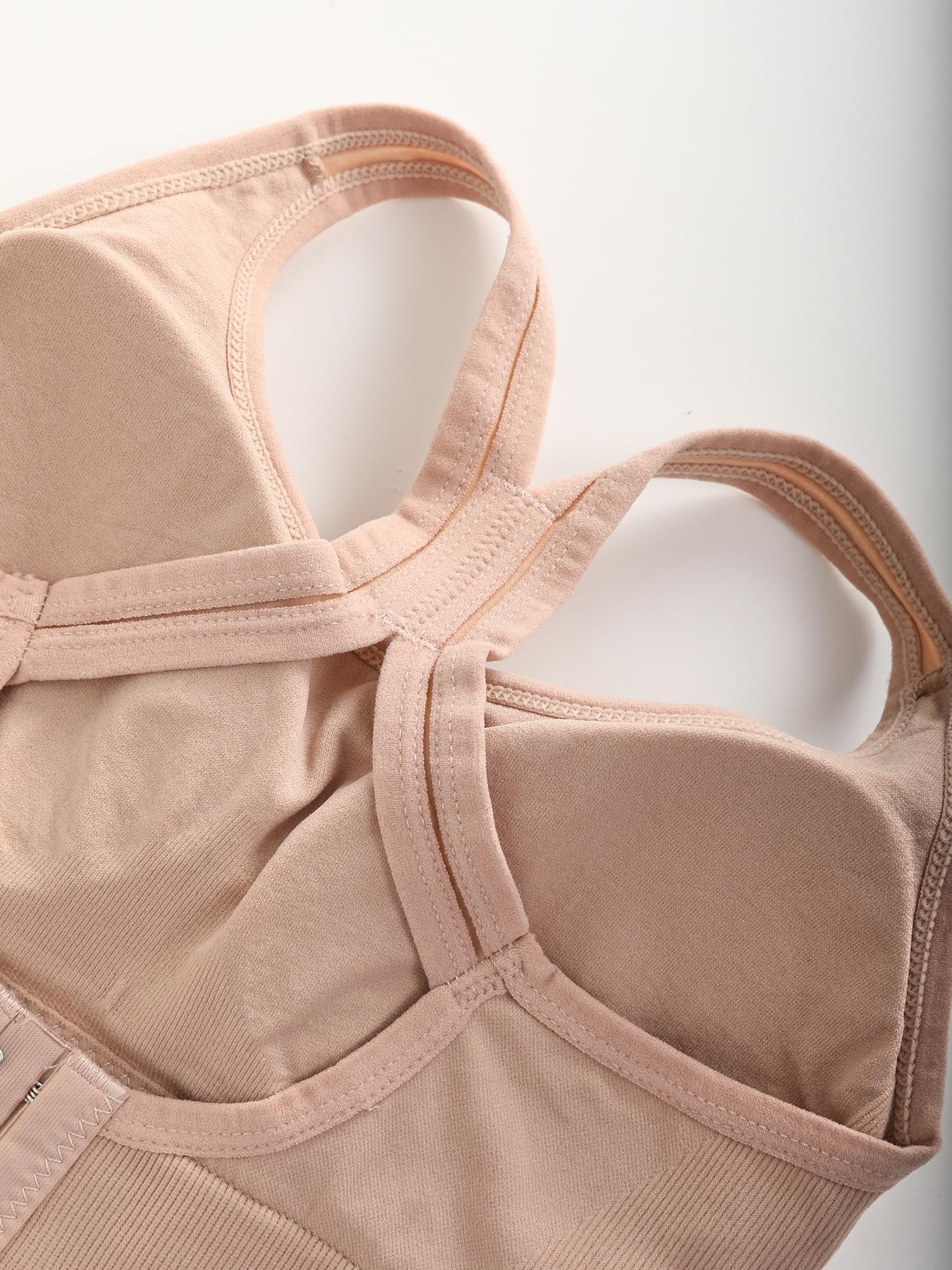 Women's Solid Wireless Bralette, Strappy Workout Bra, Comfortable Breathable Backless Yoga Bra for Sports and Daily Wear, Medium Support Lingerie for All Seasons