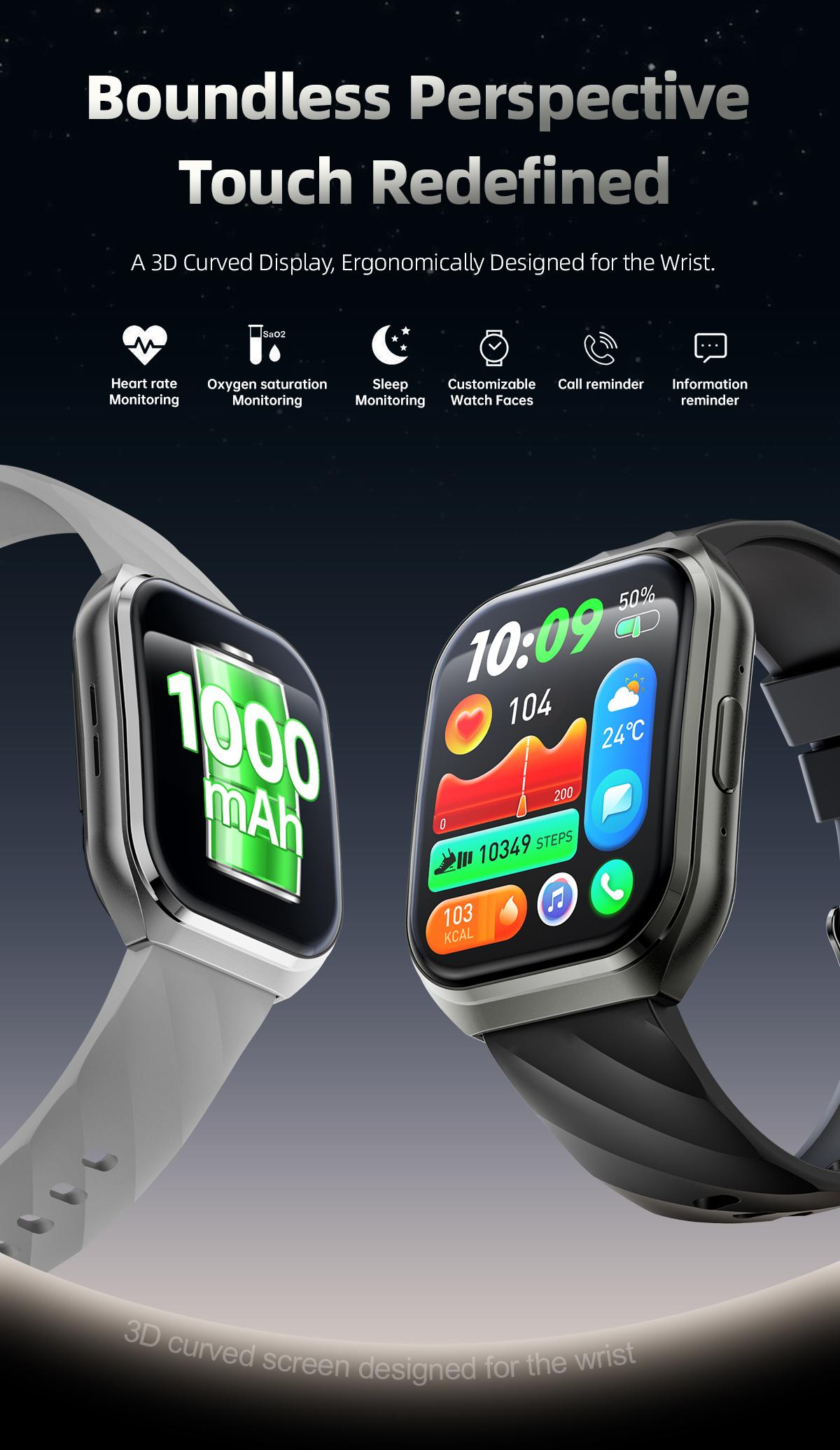 MT66 Smart Business Fitness Watch 3D Curved Display Custom Watch Faces Waterproof Long Battery Life for Work Outdoor Daily Wear