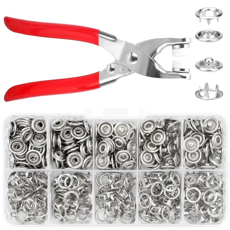 [Snap Fastener Kit] 100pcs Heavy-Duty Metal Snap Fastener Kit With Hand Press Pliers - Sewing Tools, Sewing Accessories And Supplies For Faux Leather, Clothing, Belts, Bags - Compatible With Snap Buttons Simplifying Installation