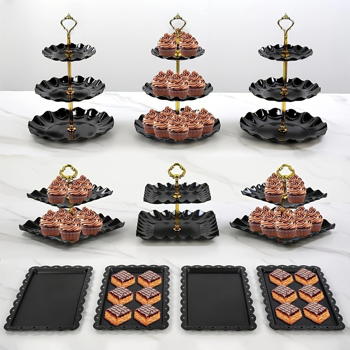 10pcs Cake Stand Set with 3 Double-Tier And 3 Triple-Tier Cupcake Stands, 4 Appetizer Trays, Perfect for Birthdays Bridal Showers