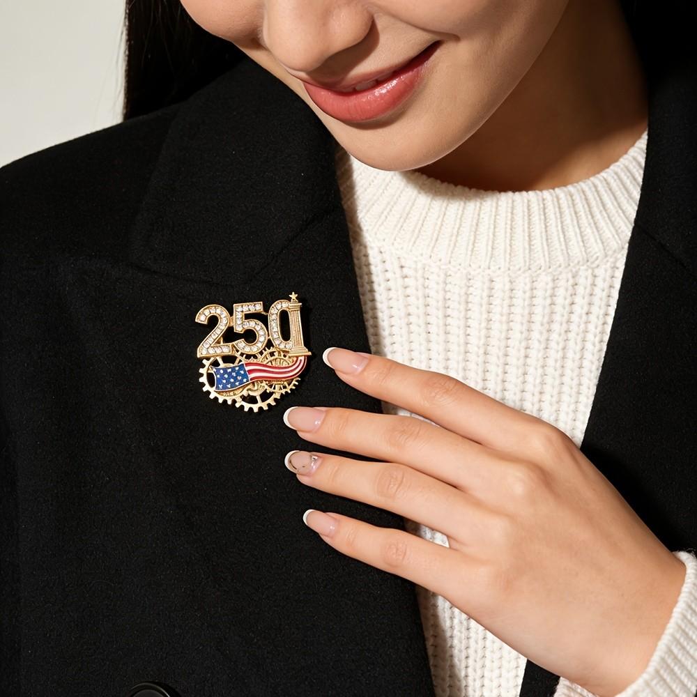 US 250th Anniversary Commemorative Brooch, American Patriotic Independence Day Pin for Men Women, Lapel Accessory for Suit Blazer Coat Collar
