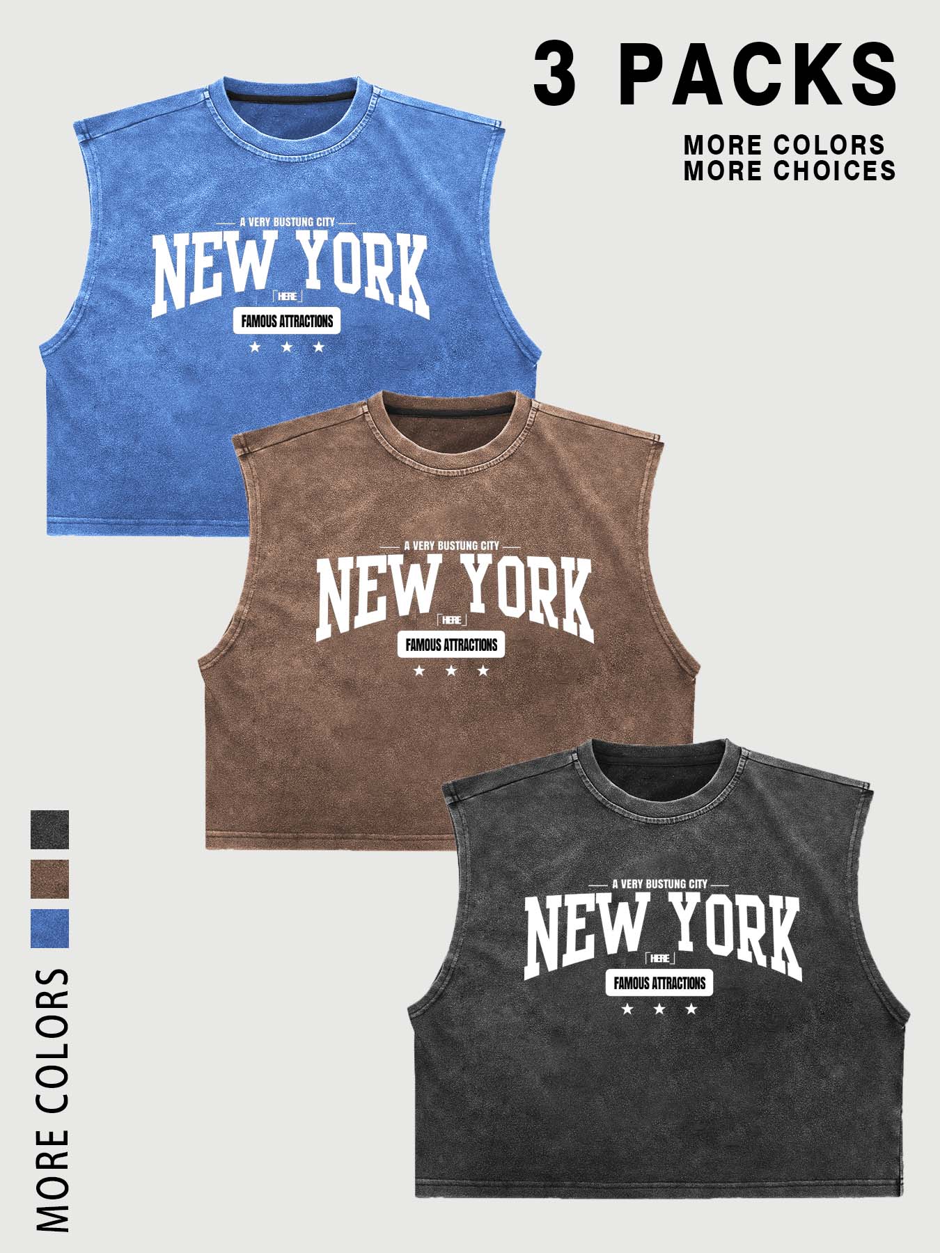 【TDOTW】4-Pack Acid-Wash Sleeveless Tank Tops – Men's Casual Daily & Workout Outfits, Soft Cotton Blend Fabric, Relaxed Fit, 4-Pack Set, Multi-Color Washed Style