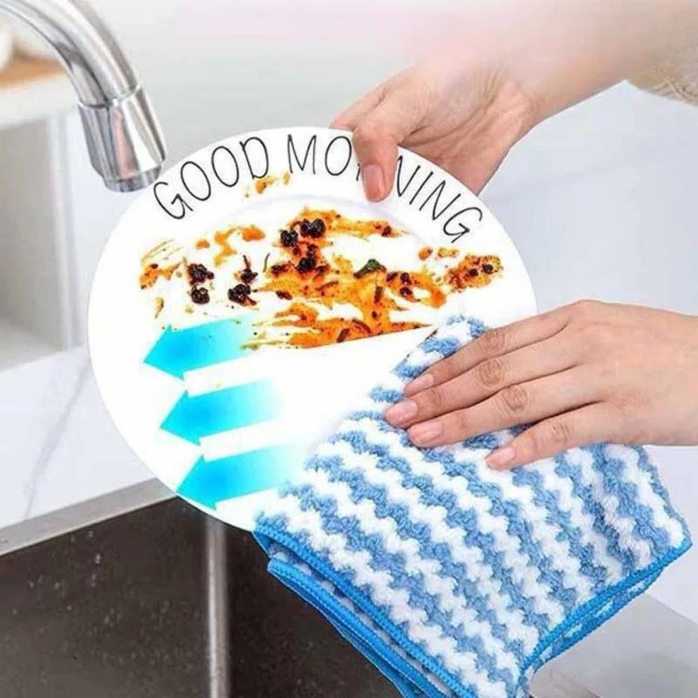 Ultra-Absorbent Microfiber Dish Cloths - Thickened Dual-Side for Kitchen, Bathroom & Restaurant Cleaning. Fast-Drying, Anti-Bacterial & Grease-Proof. Durable Multi-Surface Scrubber for Home & Commercial Use.