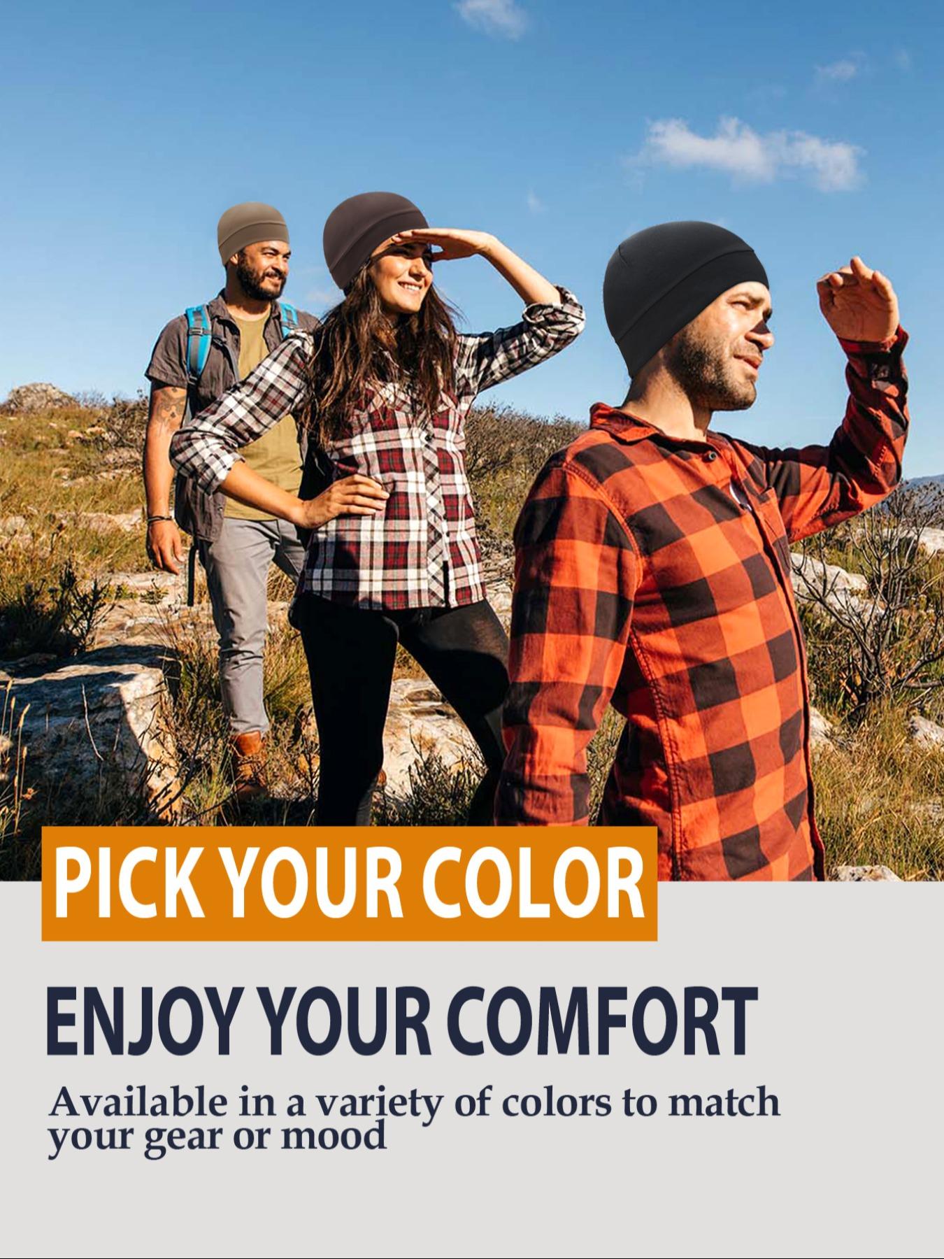 5-Pack Fleece Lined Hats, Unisex Sports Cycling Inner Caps, Outdoor Winter Warm Breathable Sweat Absorption, Casual Plain Design