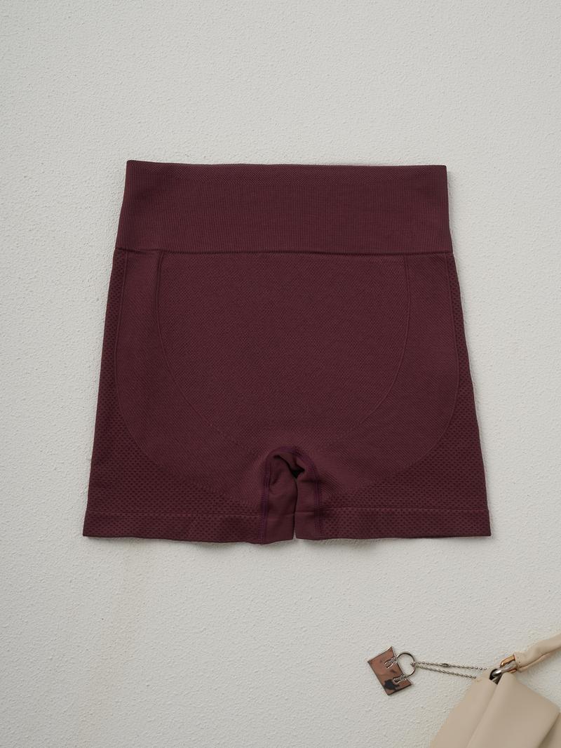 Women's Solid  Seamless Gym Shorts, Comfy Breathable Skinny Shorts for Gym Workout Running, Ladies Sportswear for Summer, High Stretch Bottoms