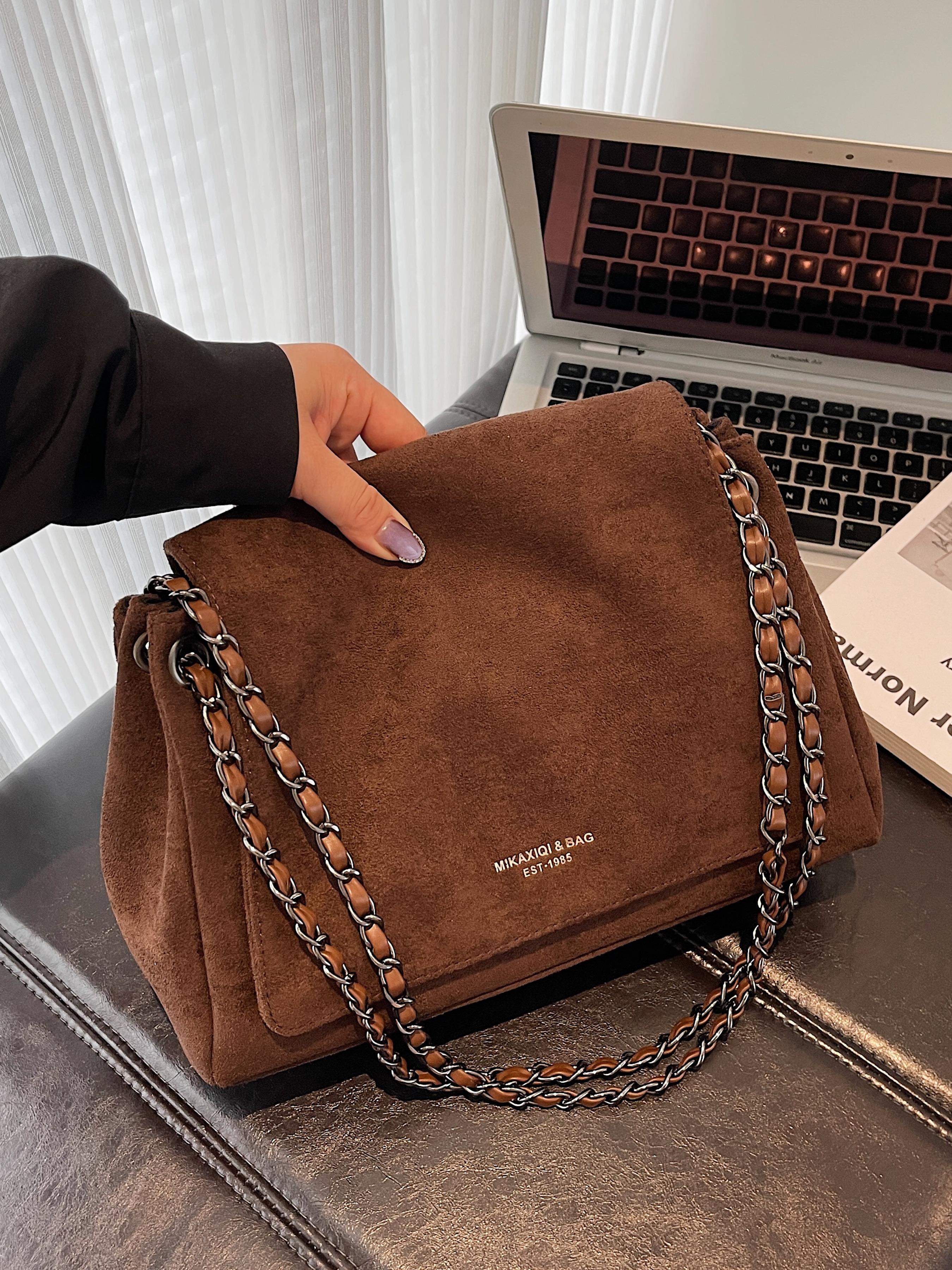 Women's Fall/Winter Suede Shoulder Bag with Fashion Woven Chain, Ideal for Commuting and Shopping, Perfect Gift Chain Bag