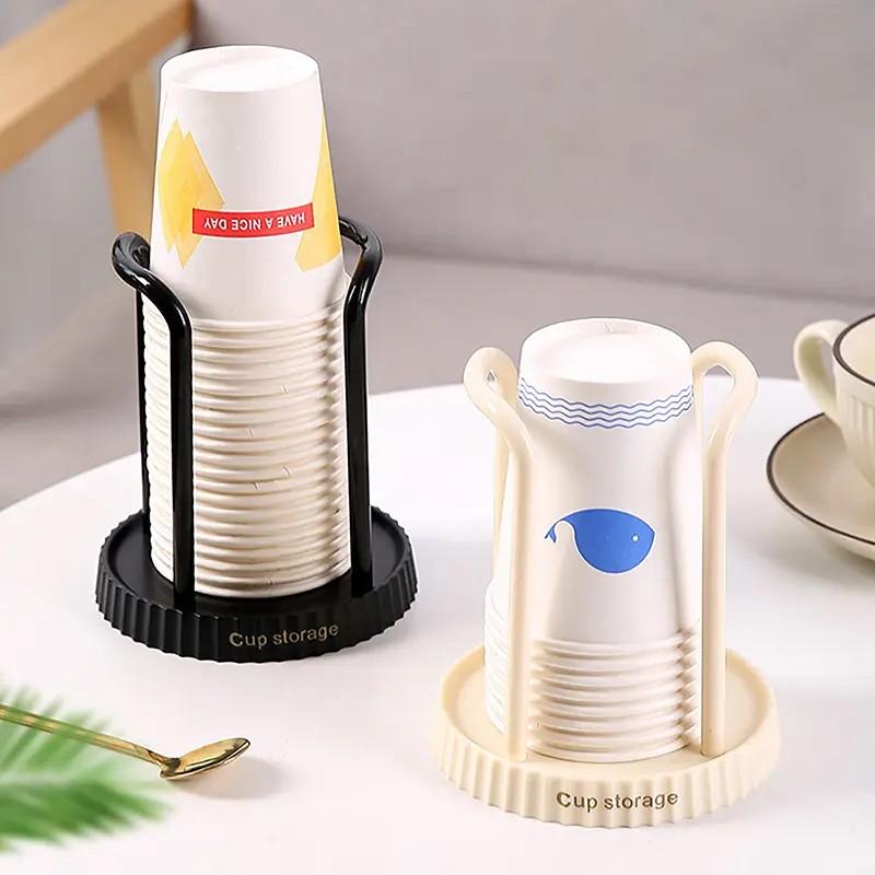 Disposable Paper Cup Holder Dispenser, Countertop Cup Storage Rack, Plastic Cup Organizer Stand, Coffee Shop, Office, Home, Water Cooler