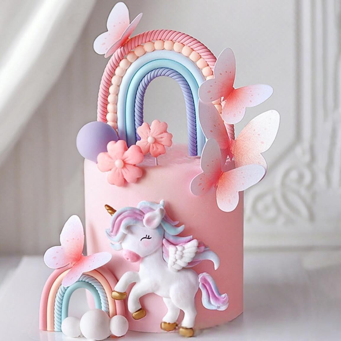 18 Unicorn Birthday Cake Decorations, Rainbow Baking Accessories, Baby Shower Party Dessert Table Decor, Fun and Colorful Design