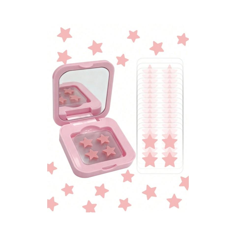 Compact Mirror Case Star Acne Patch Disposable Colorful Hydrocolloid Pimple Patch Absorbs Fluids Speeds Healing Invisible Adhesive Cute Star Shape Daily Breakout Helper Acne Spot Patches