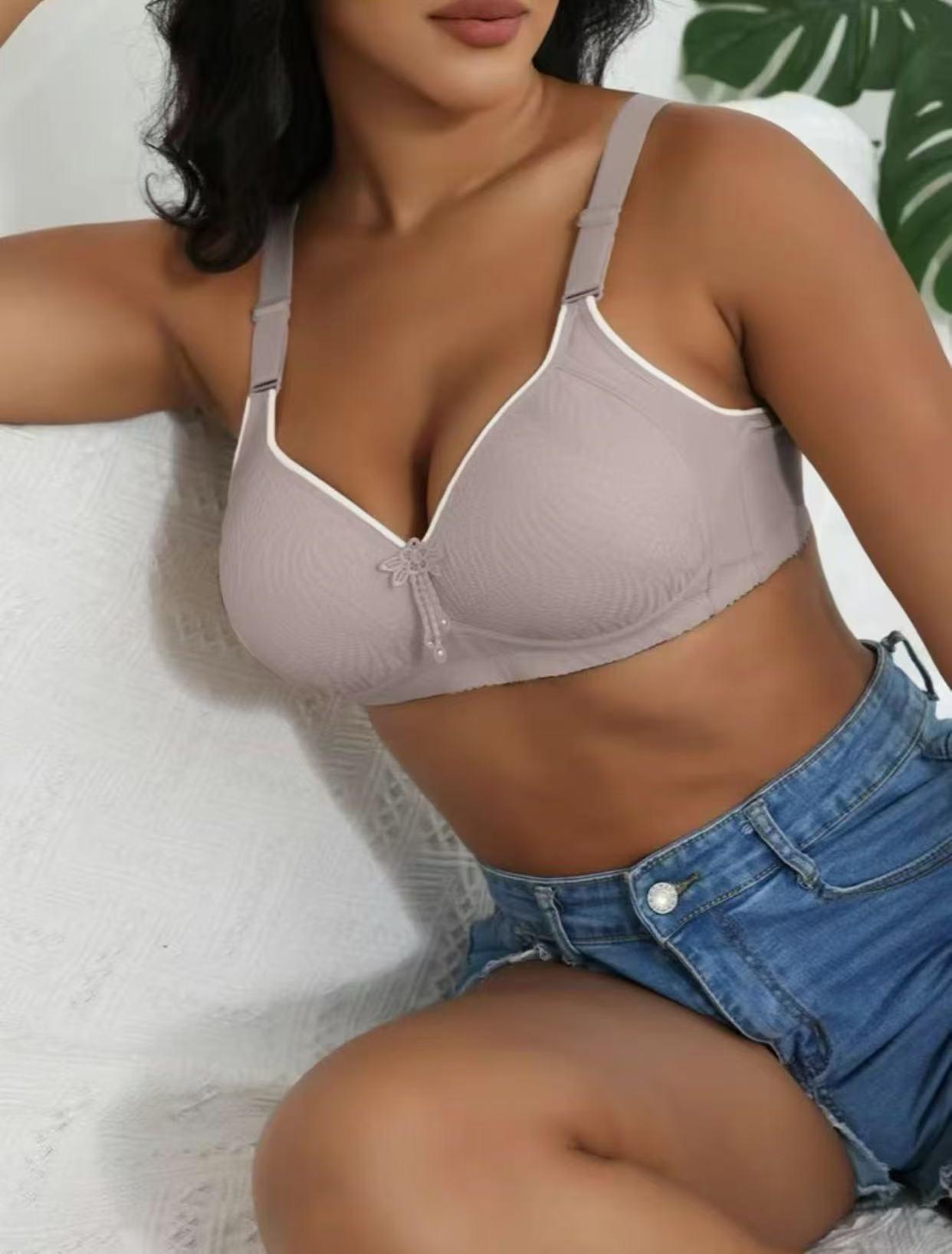 6PCS Push-Up Jacquard Bra -Adjustable Support Straps & Wire-Free DailyComfort,Women's Lingerie & Underwear Seamless Wireless Supportive Elegant Elegant Chic Basic Vneck Day Essential Fit Womenswear Everyday Minimalist -RR