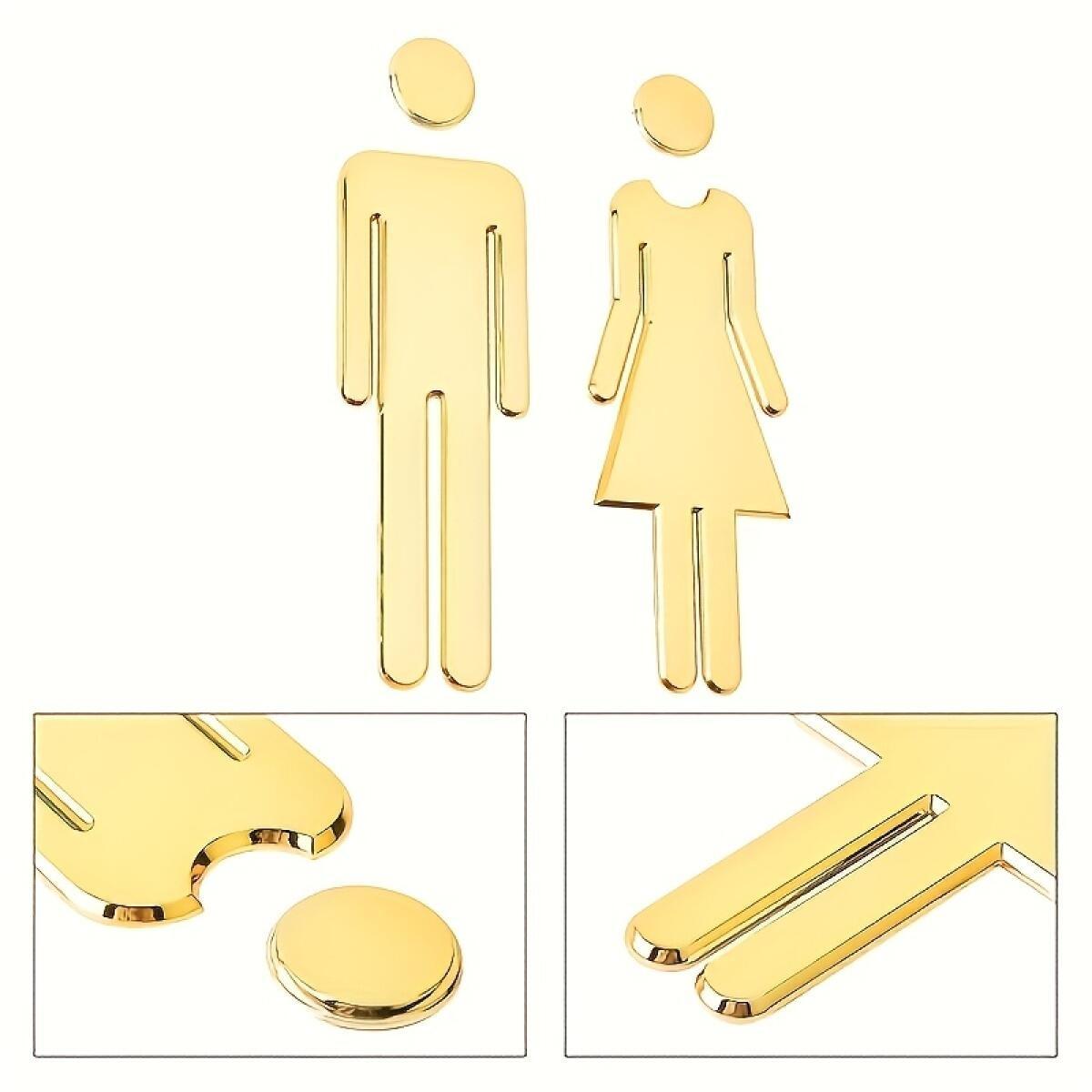 20sets Acrylic Mirror Wall Stickers, Men Women Restroom Signage, Toilet Guide Signs, Public Bathroom Indicator Decals for Hotel Restaurant Dorm, Home Wall Decor, Decorative