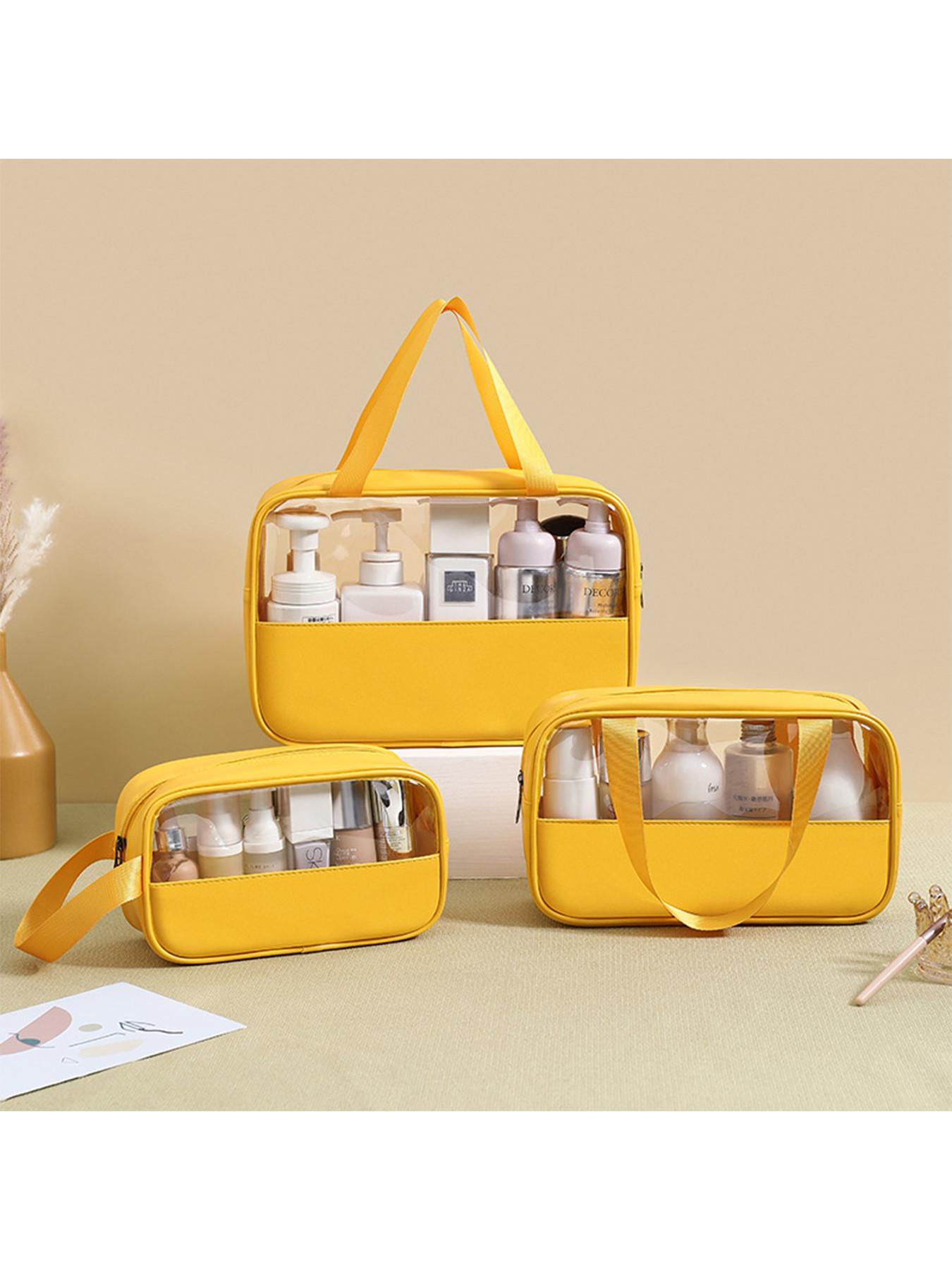Travel Makeup Bag Set, Minimalist Zipper Cosmetic Organizer, PVC Transparent Waterproof Washbag, Large Capacity Portable Makeup Case