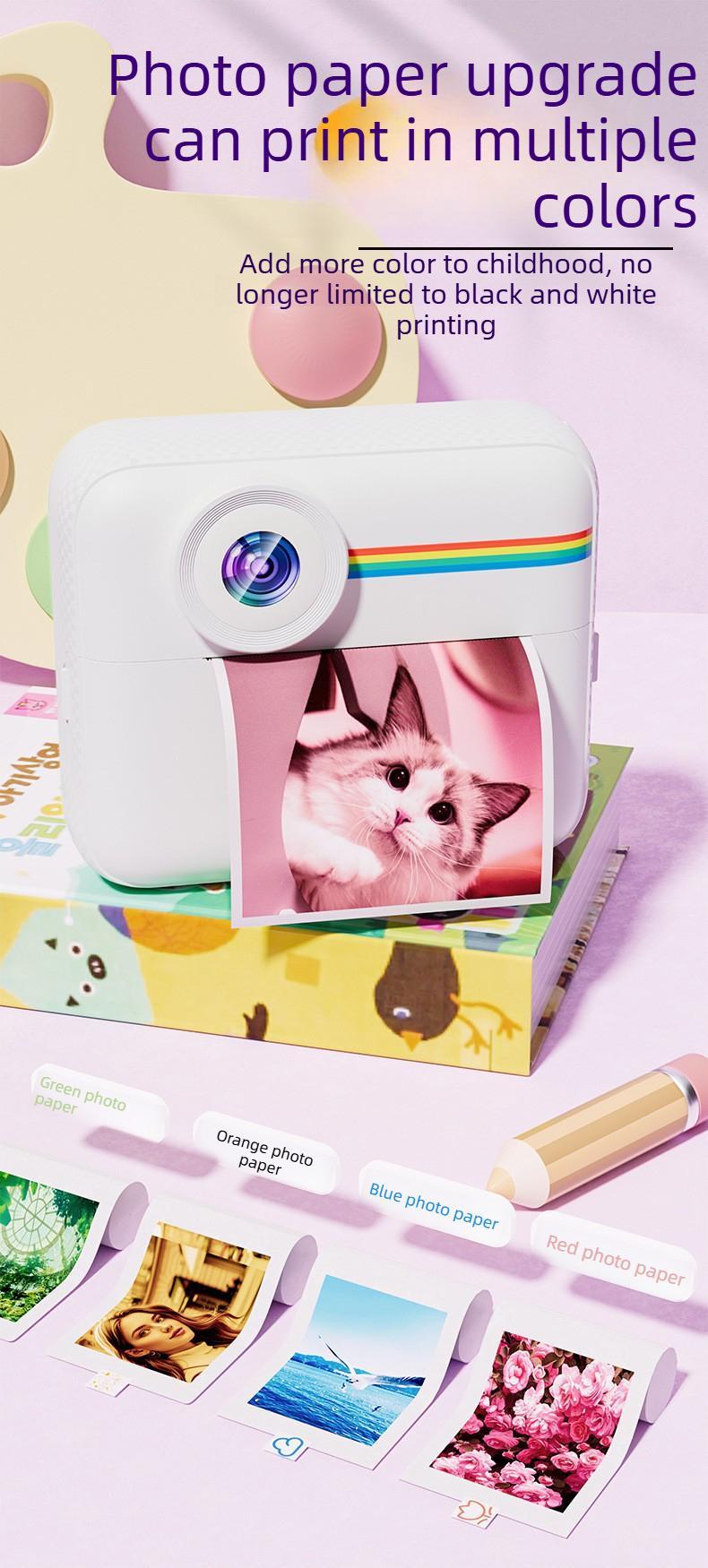 Kids Instant Print Digital Camera, Shoot & Print Instant Color Photos, Cute Photography Toy Perfect Birthday Gift for Little Girls#