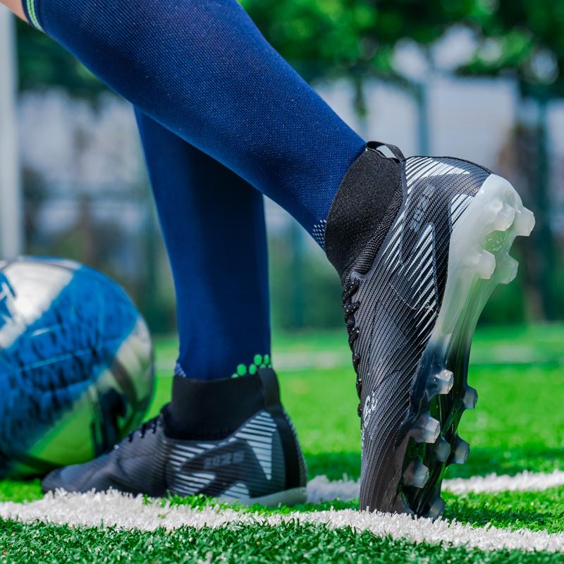 Unisex Professional Ag Football Cleats, Speed Cleats, Outdoor Sports Soccer Boots, Long Studs High Top, Artificial Grass Shoes, Turf Shoes, Lightweight Comfortable