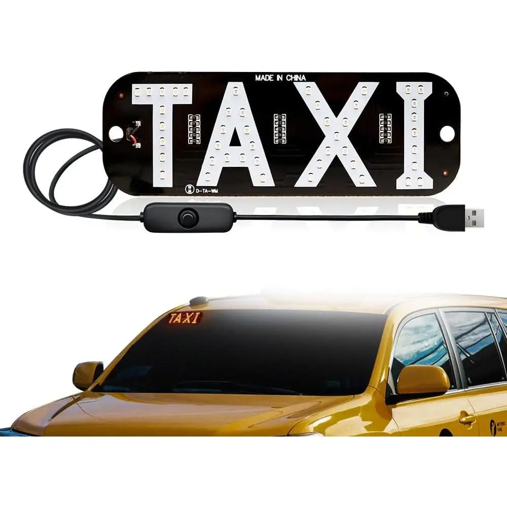Juren 1 count Taxi Sign Light USB /Off Button, Bright Taxi LED Sign, Suction Cup Window Placement for Taxi  (Yellow)