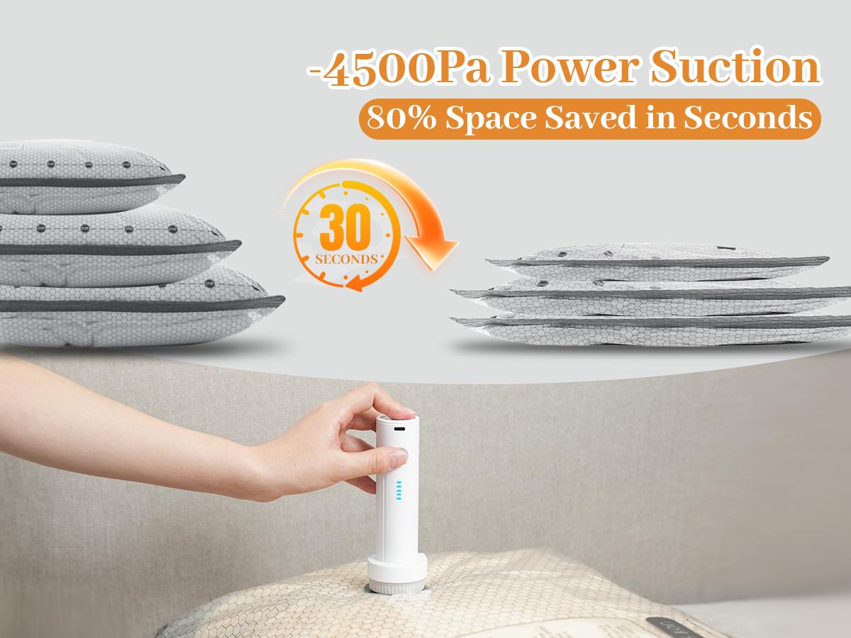 ADTO Cordless Travel Vacuum Bag Set – 15-Pack Compression Bags for Carry-On Suitcases – 140L/Min Powerful Air Removal – USB Rechargeable Handheld Pump with Built-In Battery – Space Saver for Clothes & Packing Organiser-Gift