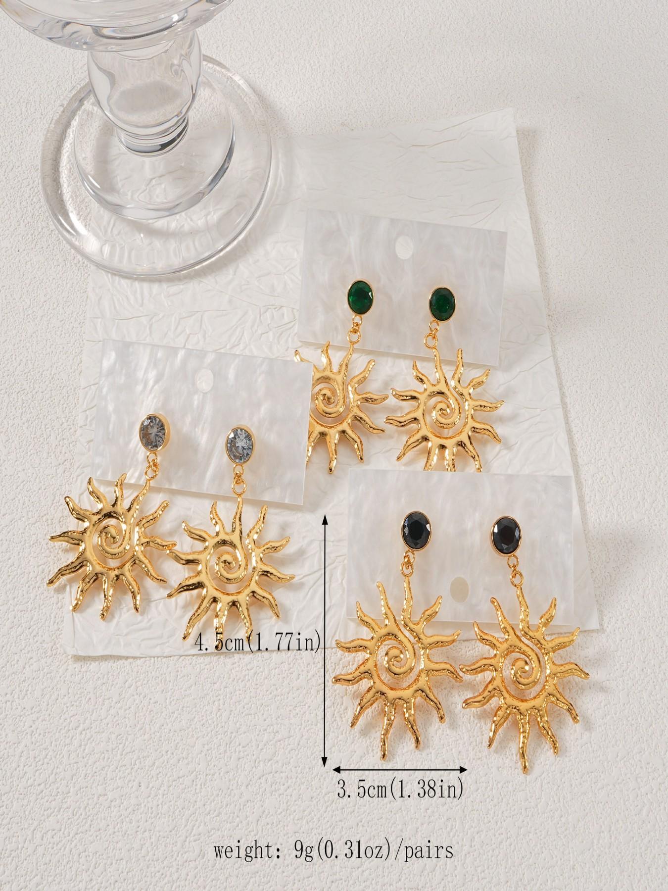 Chic 18k Gold Plated Stud Earrings Set, Elegant Striped Design, High-End Jewelry for Women, Fashionable Simple Accessories