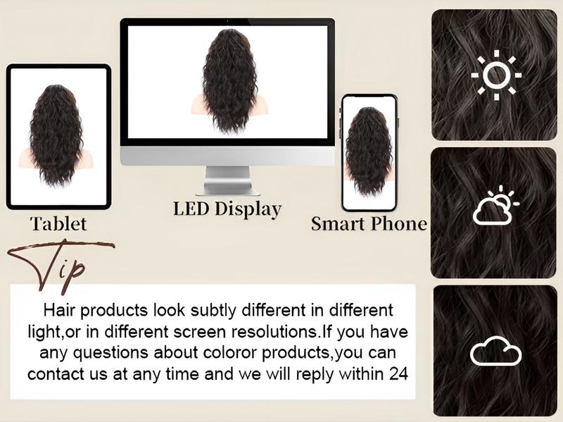 Iridescent Claw Ponytail Extension Black Brown 18" Curly Pony Tail Clip in Hair Extensions for Women Fluffy Natural Looking Synthetic Hairpiece for Daily Use