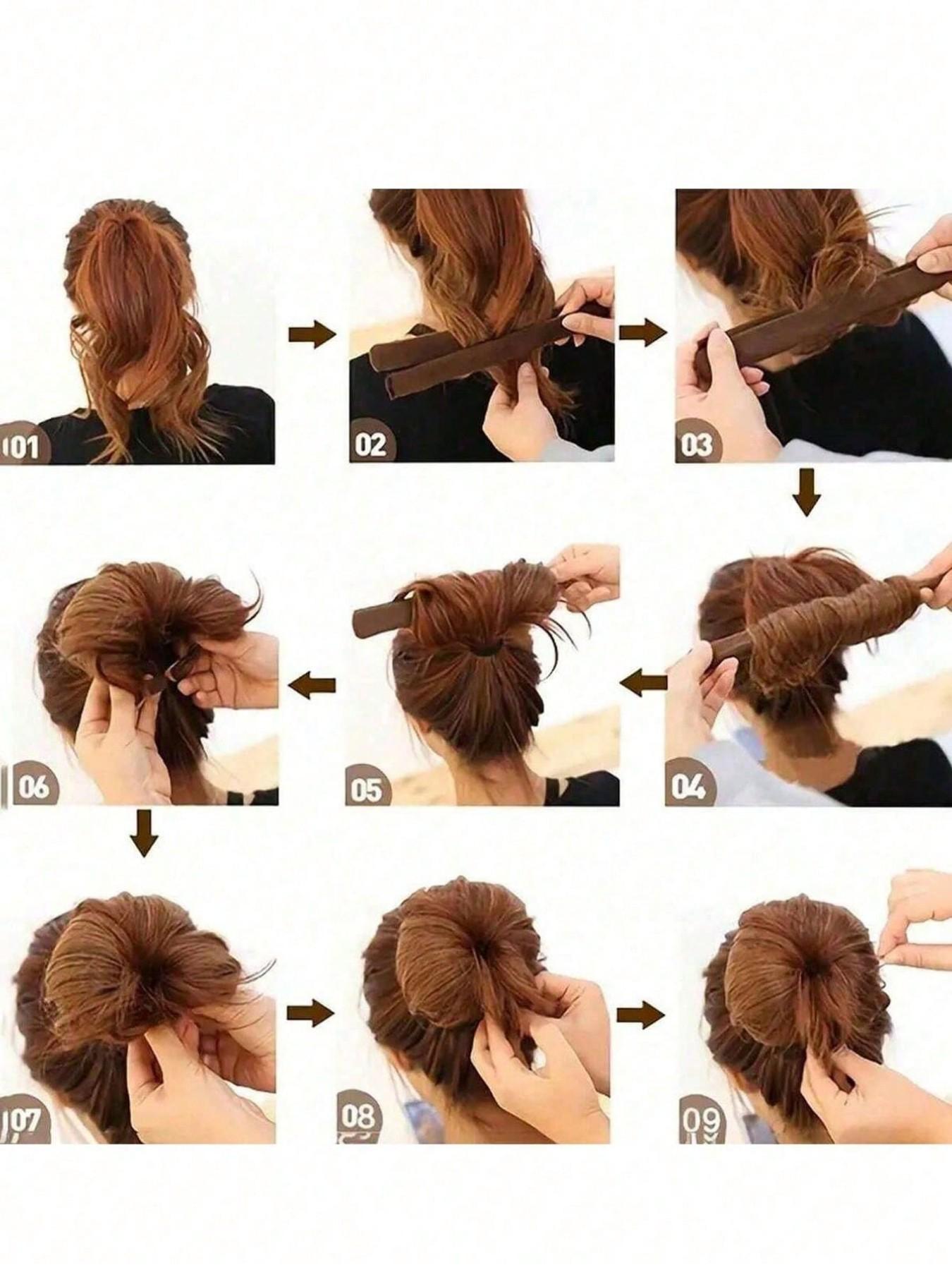 Minimalist Bun Maker Crown Styler Twisted Updo French Curls Magic Hair Bun Maker Fast & Easy Magic Bun Shaper For Woman Girl Ladies，Hair Bun Maker, Easy Fast Snap Roll Hair Nets Magic Buns Tool, Donut Curler Roller Dish Headbands